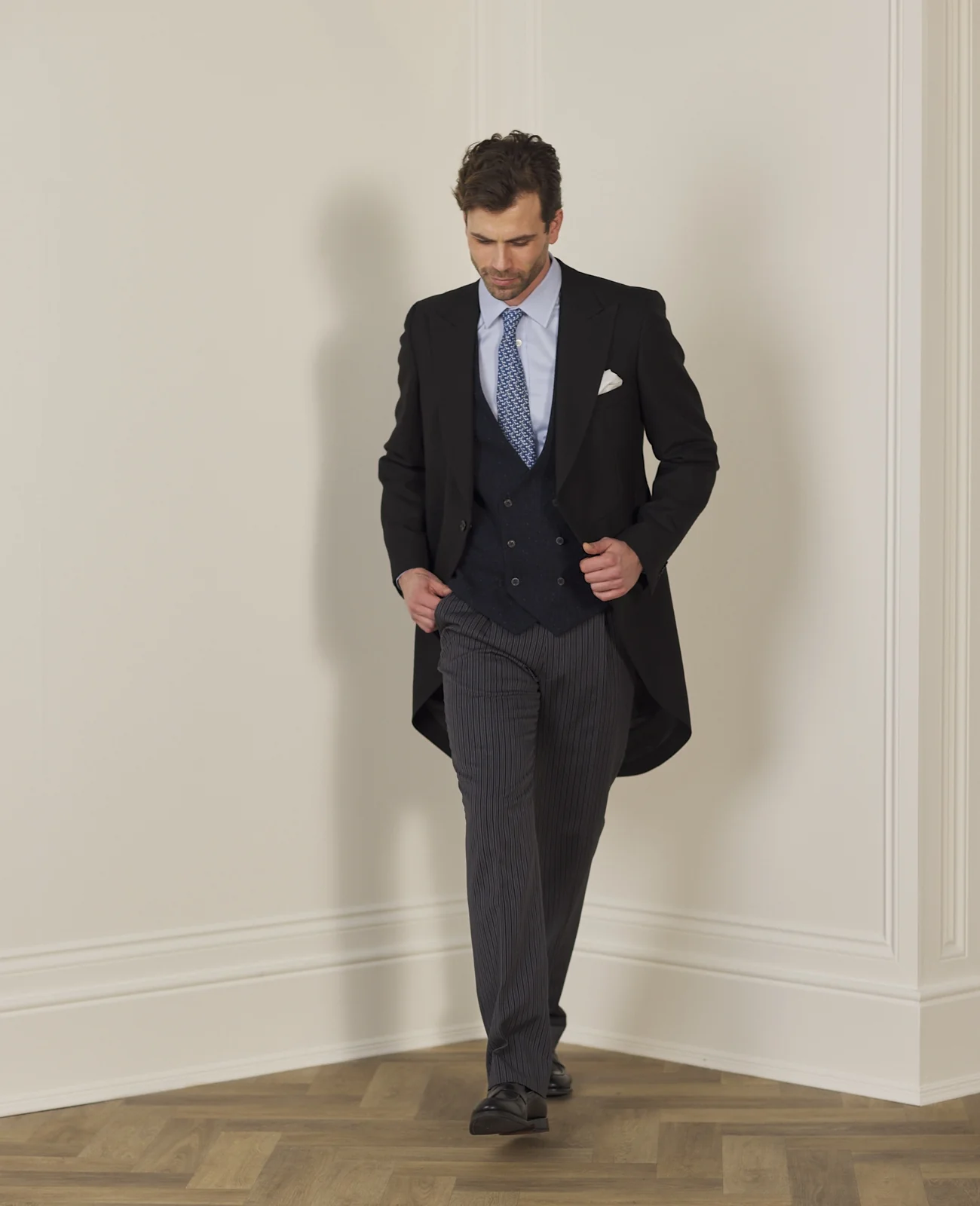 Grey Pinstripe Classic Fit Morning Trouser thumbnail 4