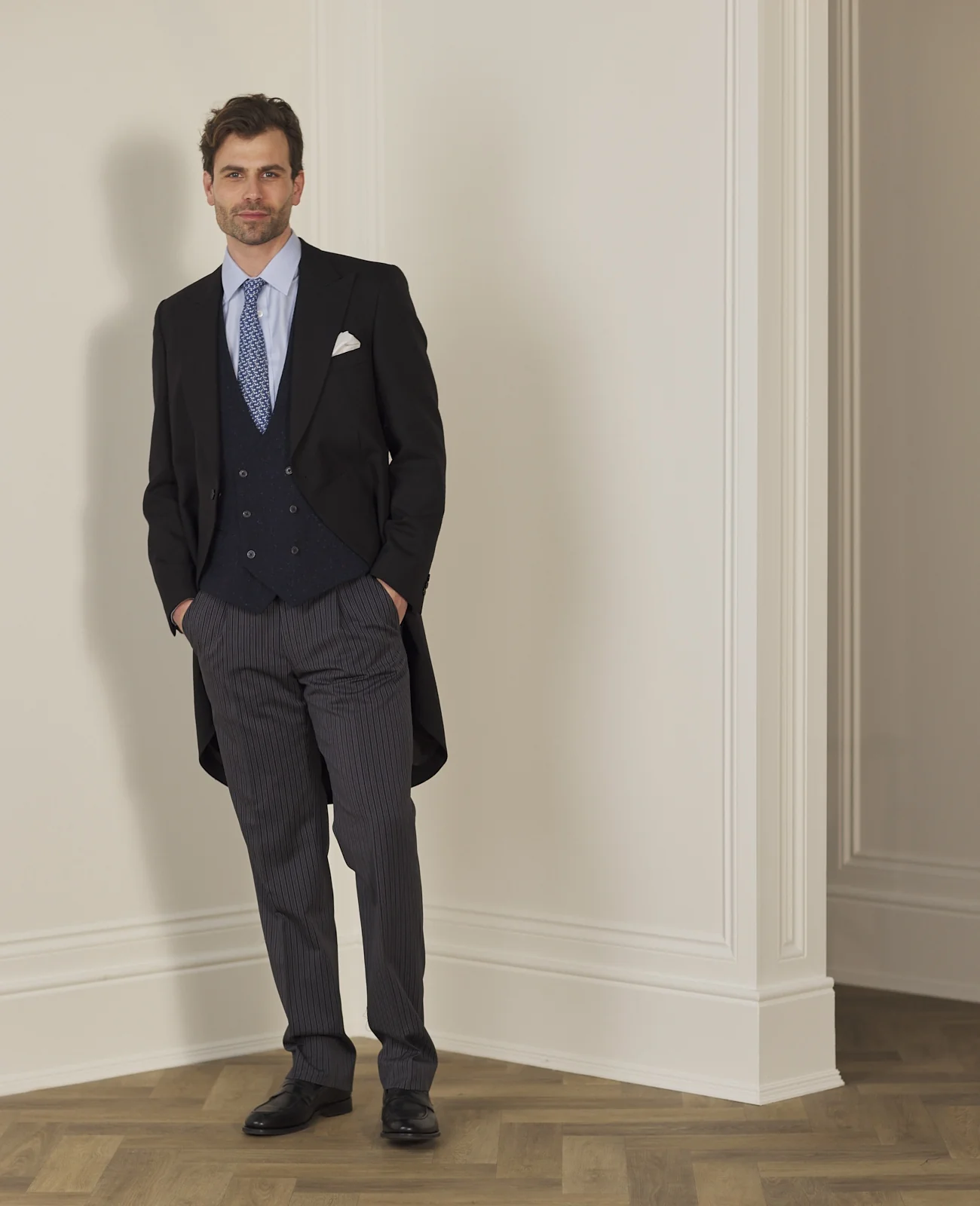 Grey Pinstripe Classic Fit Morning Trouser thumbnail 5