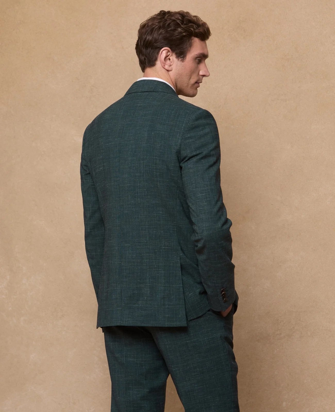 Harcourt Wool/Linen 2 Piece DB Suit - Green Check thumbnail 3