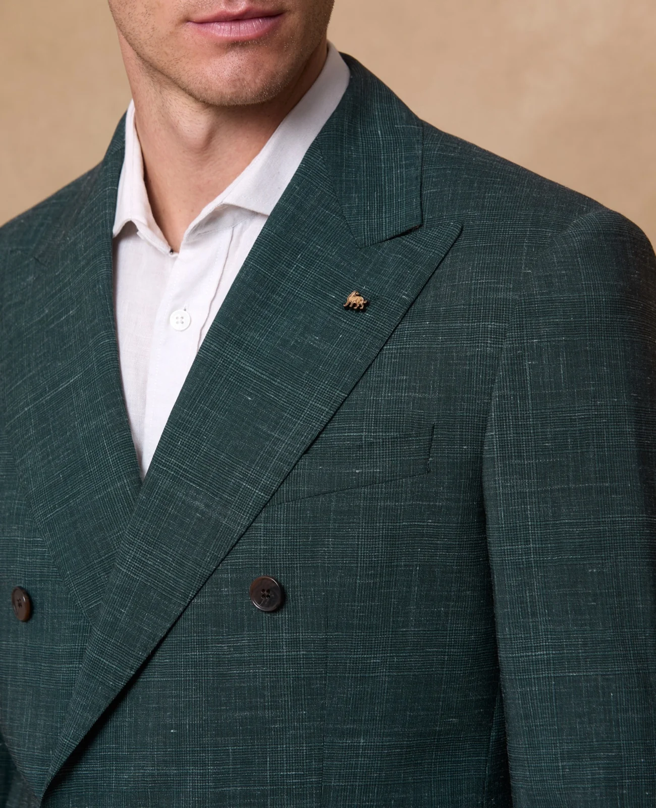 Harcourt Wool/Linen 2 Piece DB Suit - Green Check thumbnail 6