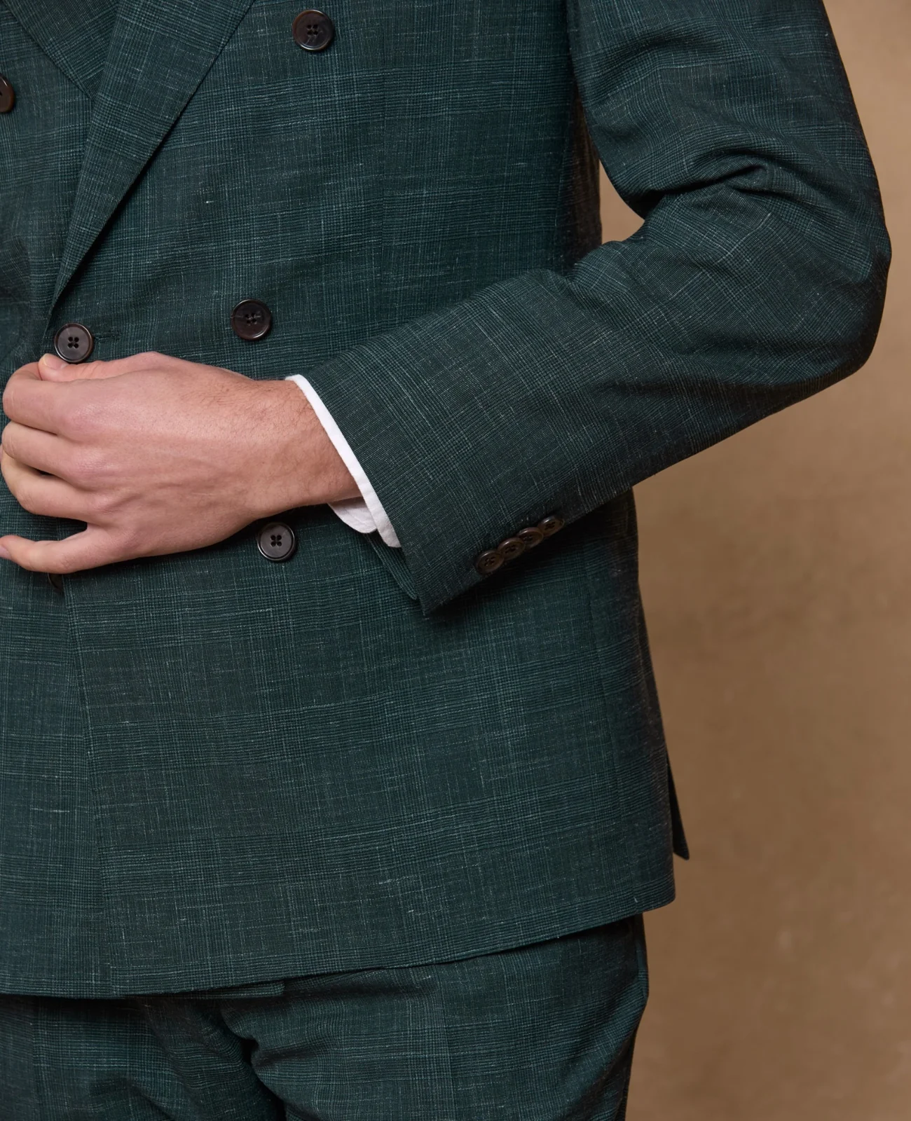 Harcourt Wool/Linen 2 Piece DB Suit - Green Check thumbnail 7