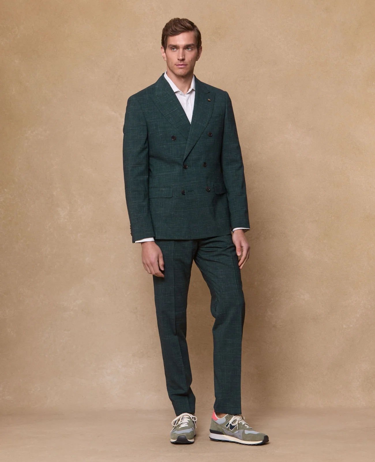Harcourt Wool/Linen 2 Piece DB Suit - Green Check primary image