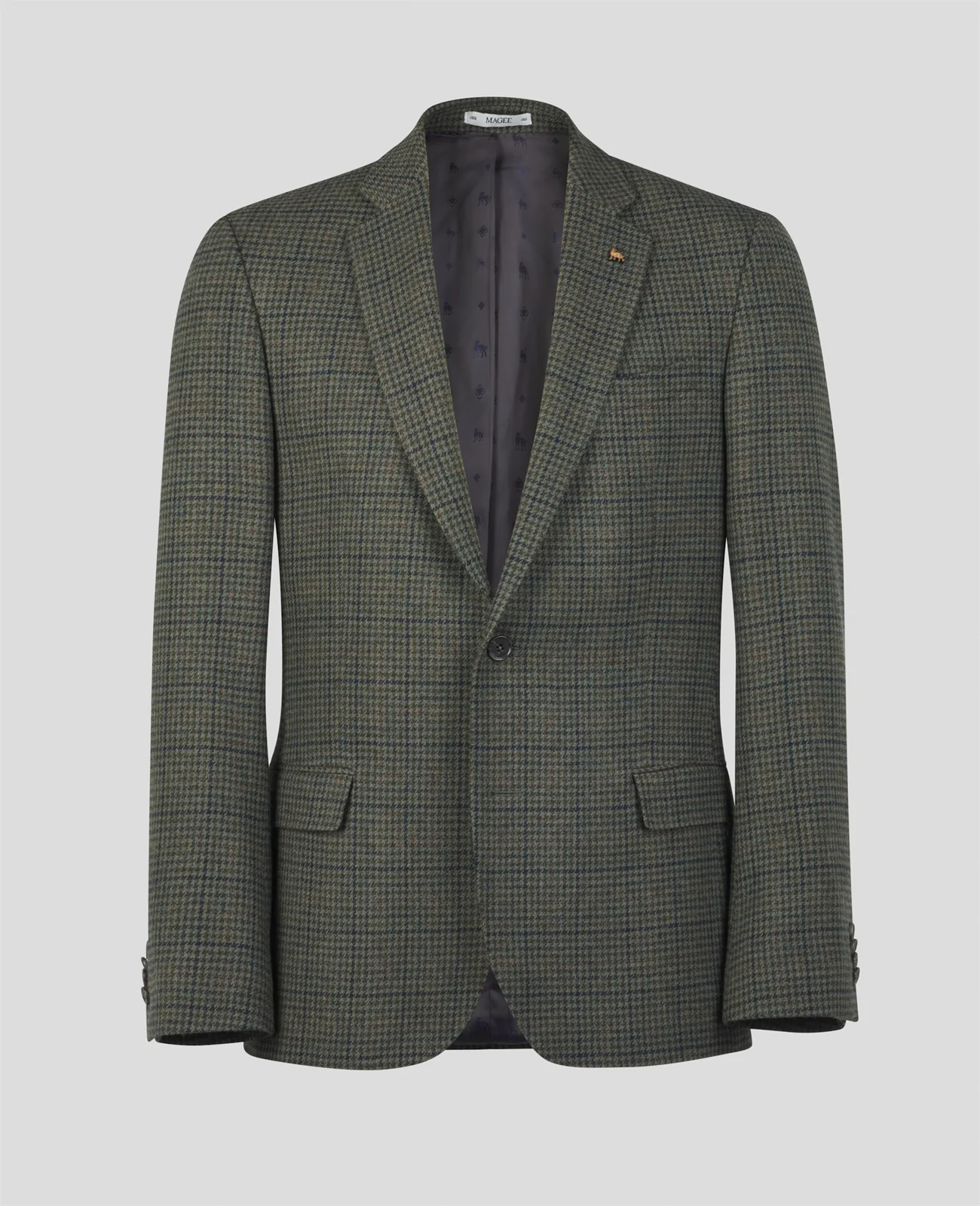 Liffey Tweed Blazer in Green Houndstooth thumbnail 2