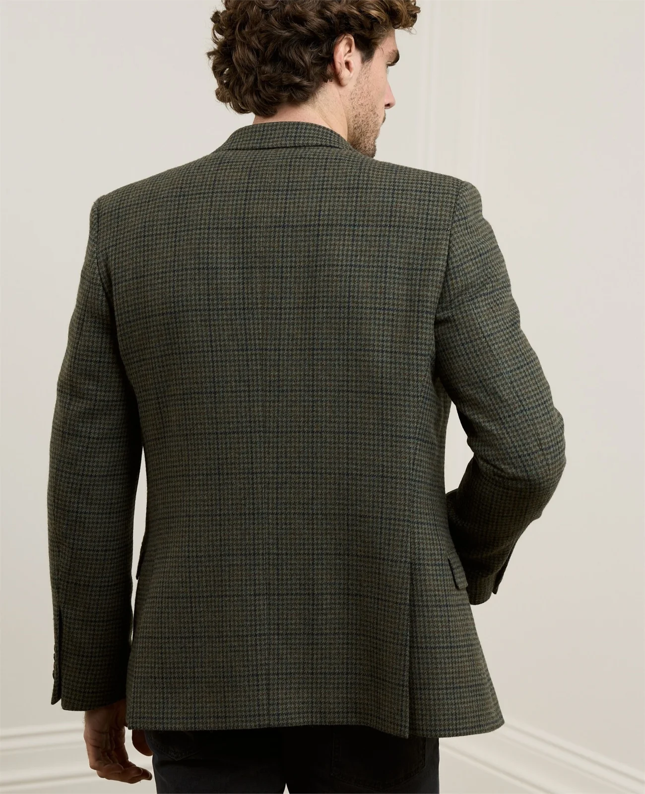 Liffey Tweed Blazer in Green Houndstooth thumbnail 4