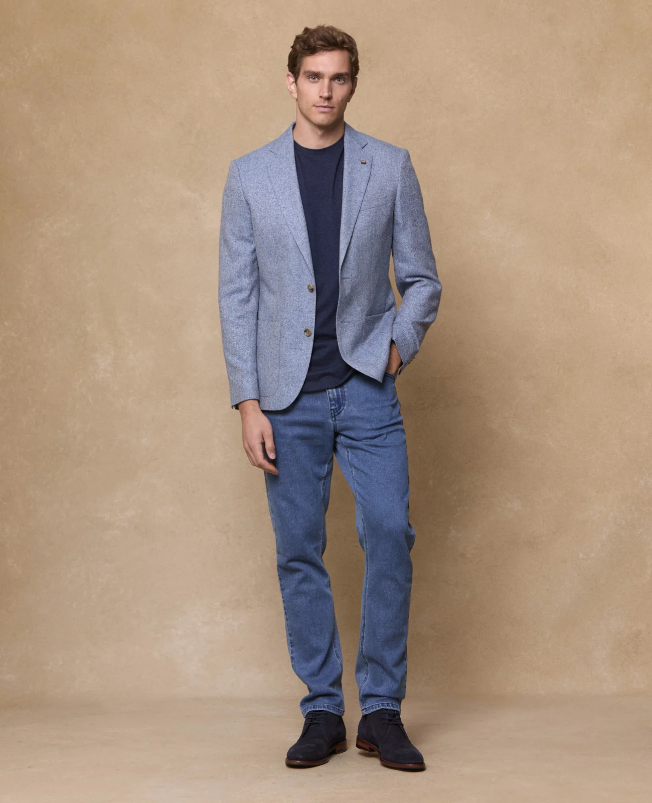 Listowel Silk/Cotton Blazer - Blue Donegal Summer Tweed thumbnail 3