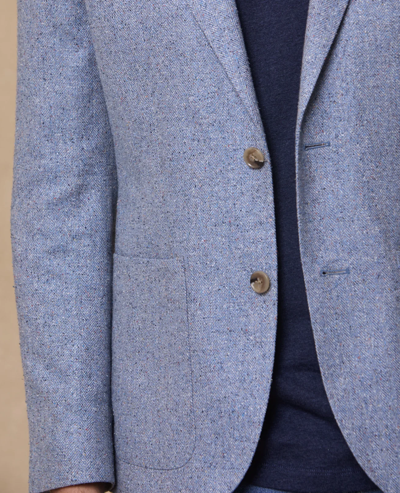 Listowel Silk/Cotton Blazer - Blue Donegal Summer Tweed thumbnail 6
