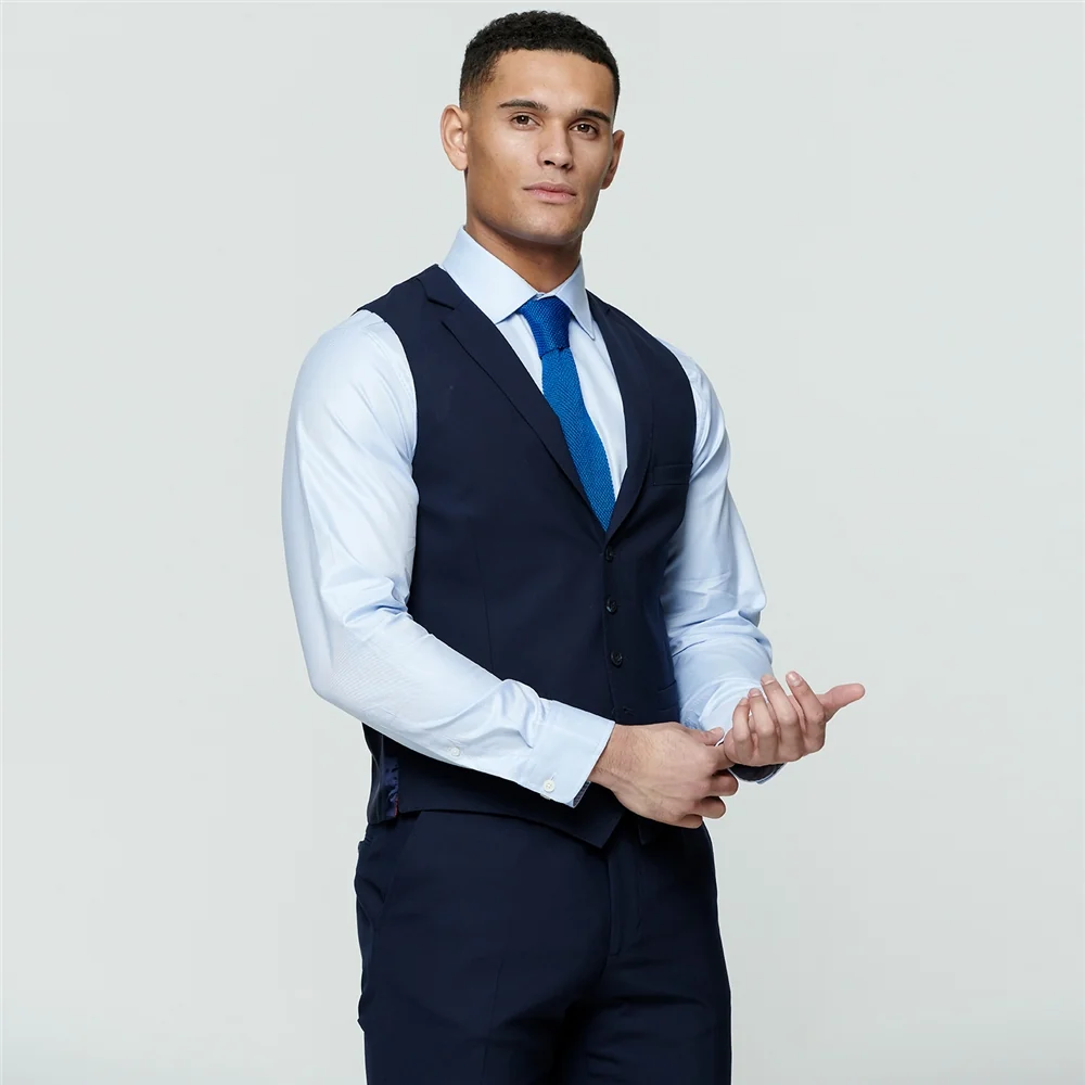 Mix Match 3-Piece Tailored Fit Suit Waistcoat in Navy thumbnail 2