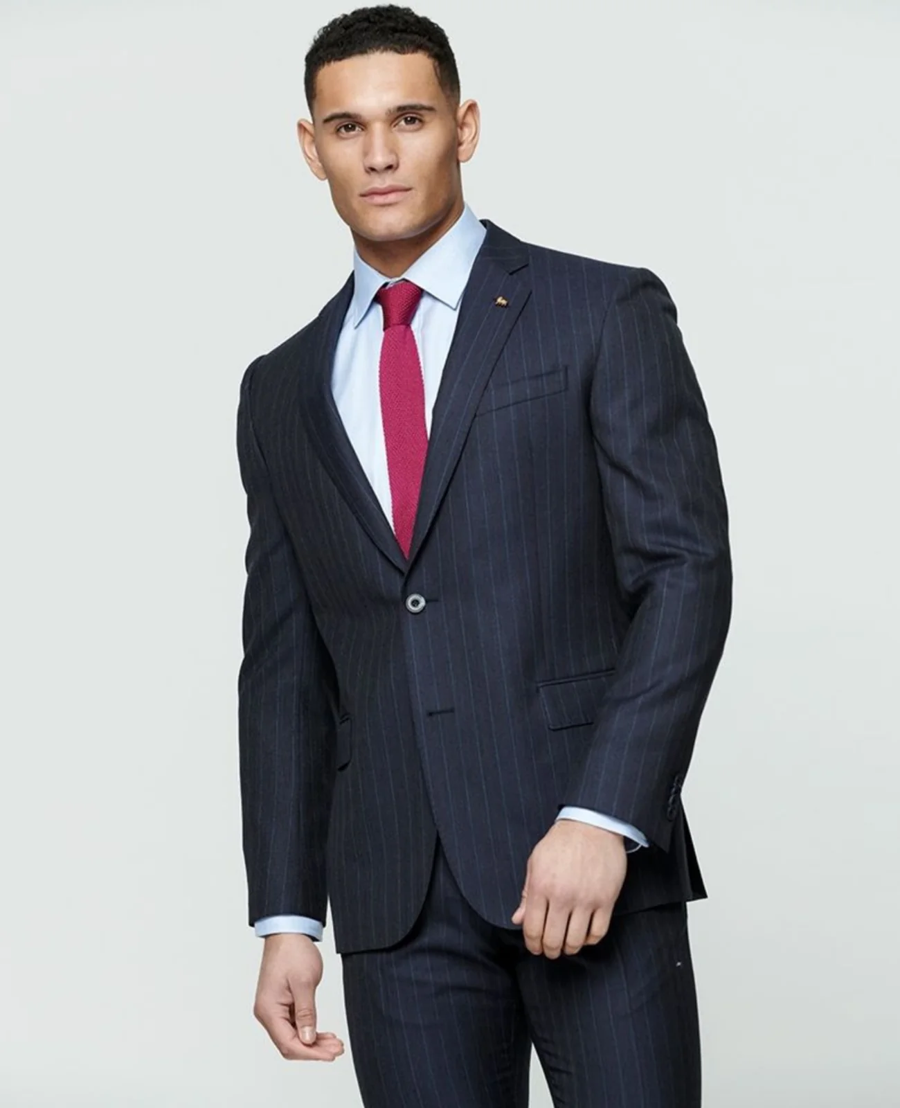 Mix & Match Classic Fit Suit Trouser in Blue Pinstripe thumbnail 2