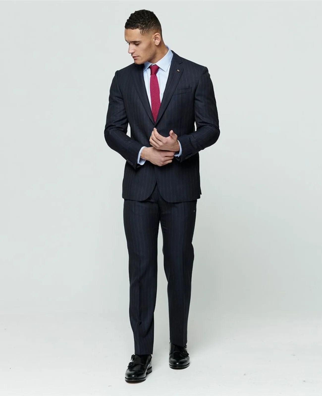 Mix & Match Classic Fit Suit Trouser in Blue Pinstripe thumbnail 5