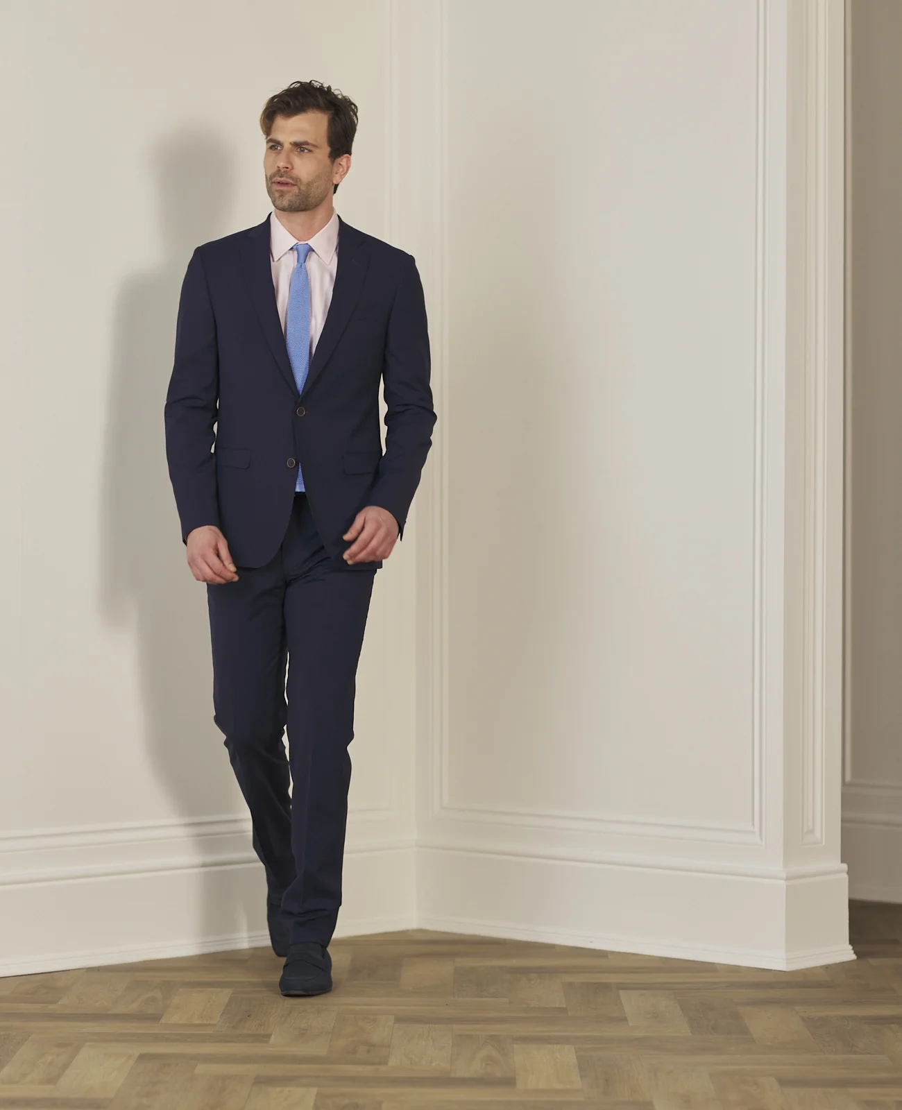 Mix Match Tailored Fit Trouser in Navy Micro Design thumbnail 2