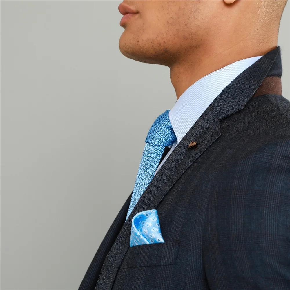 Navy Checked 3-Piece Tailored Fit Jacket thumbnail 9