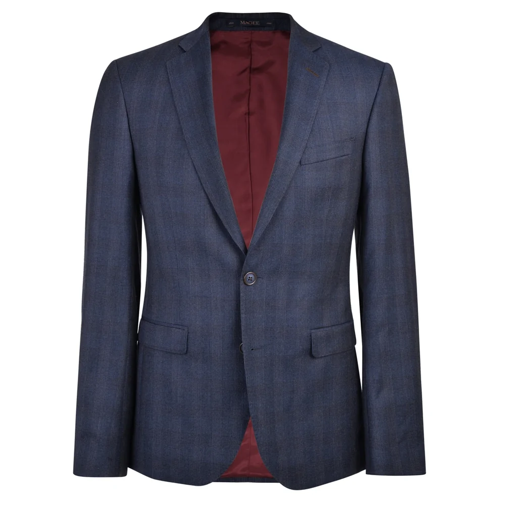 Navy Checked 3-Piece Tailored Fit Jacket primary image