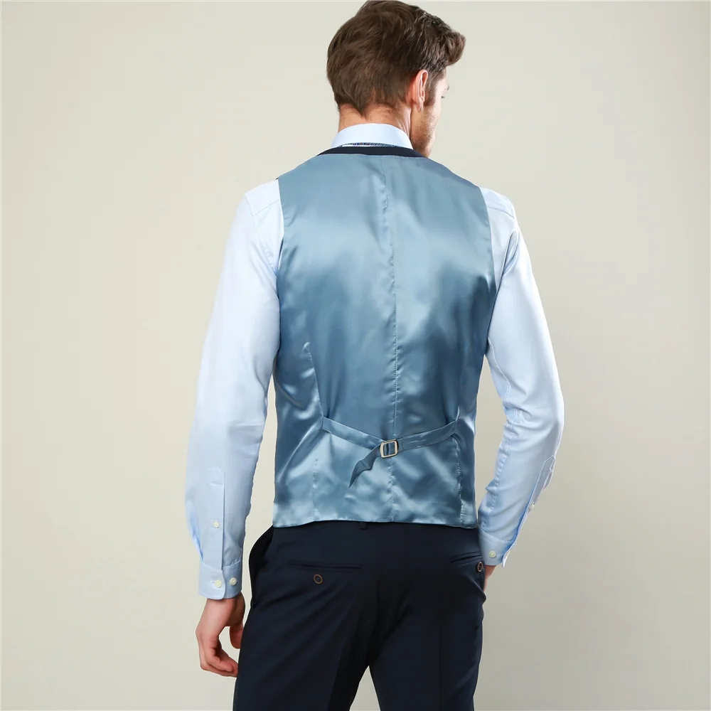 Navy Micro Design 3-Piece Tailored Fit Waistcoat thumbnail 3