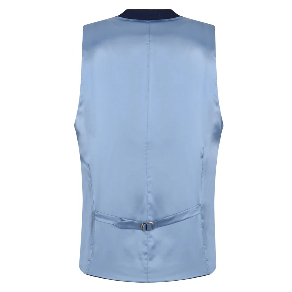 Navy Micro Design 3-Piece Tailored Fit Waistcoat thumbnail 5