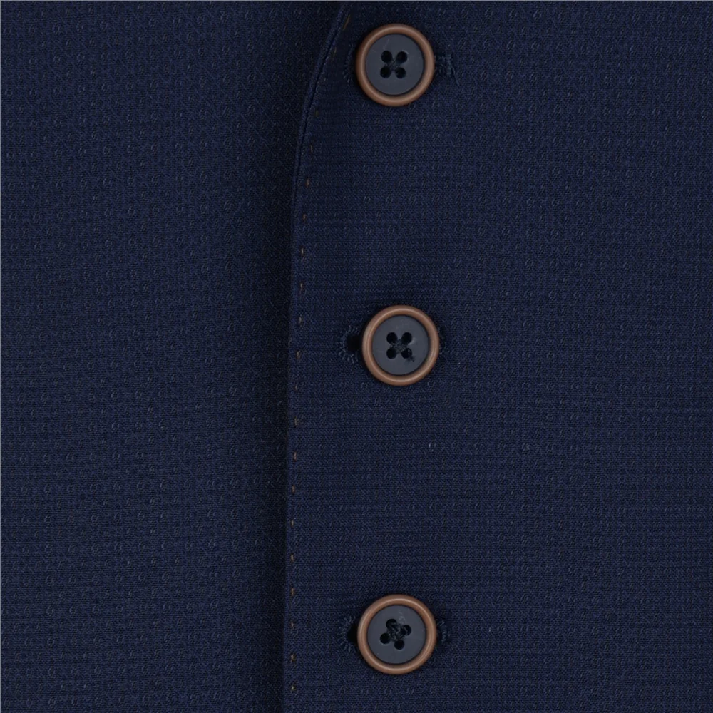 Navy Micro Design 3-Piece Tailored Fit Waistcoat thumbnail 6