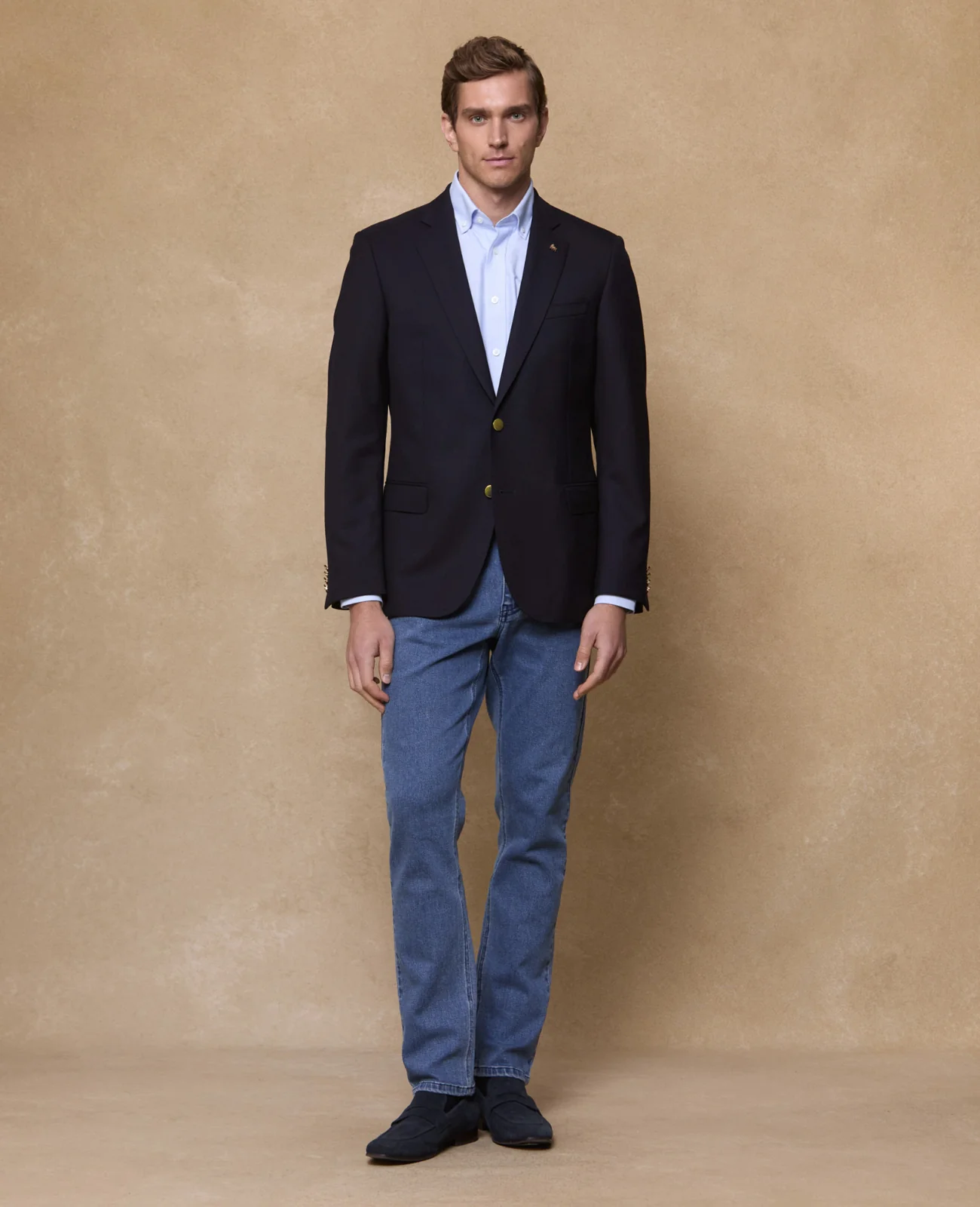 Navy Single Breasted Classic Fit Blazer thumbnail 3