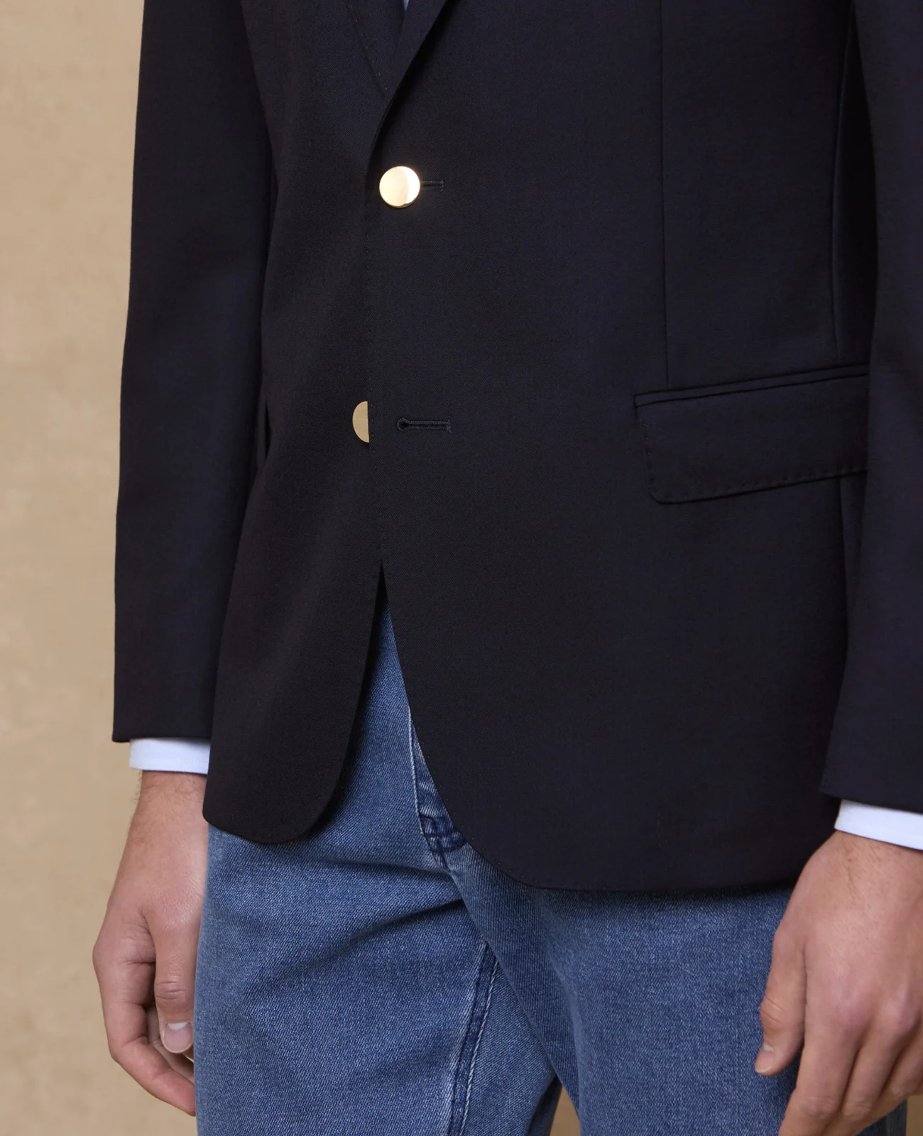 Navy Single Breasted Classic Fit Blazer thumbnail 5