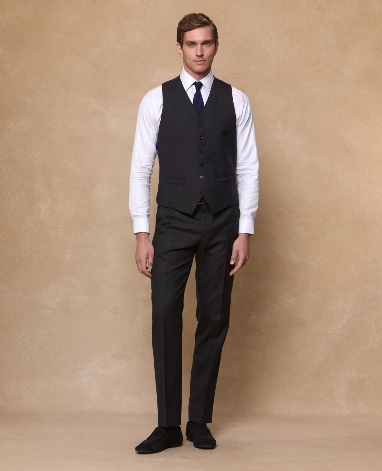 Pembroke Mix & Match Suit Waistcoat in Dark Grey wool thumbnail 3
