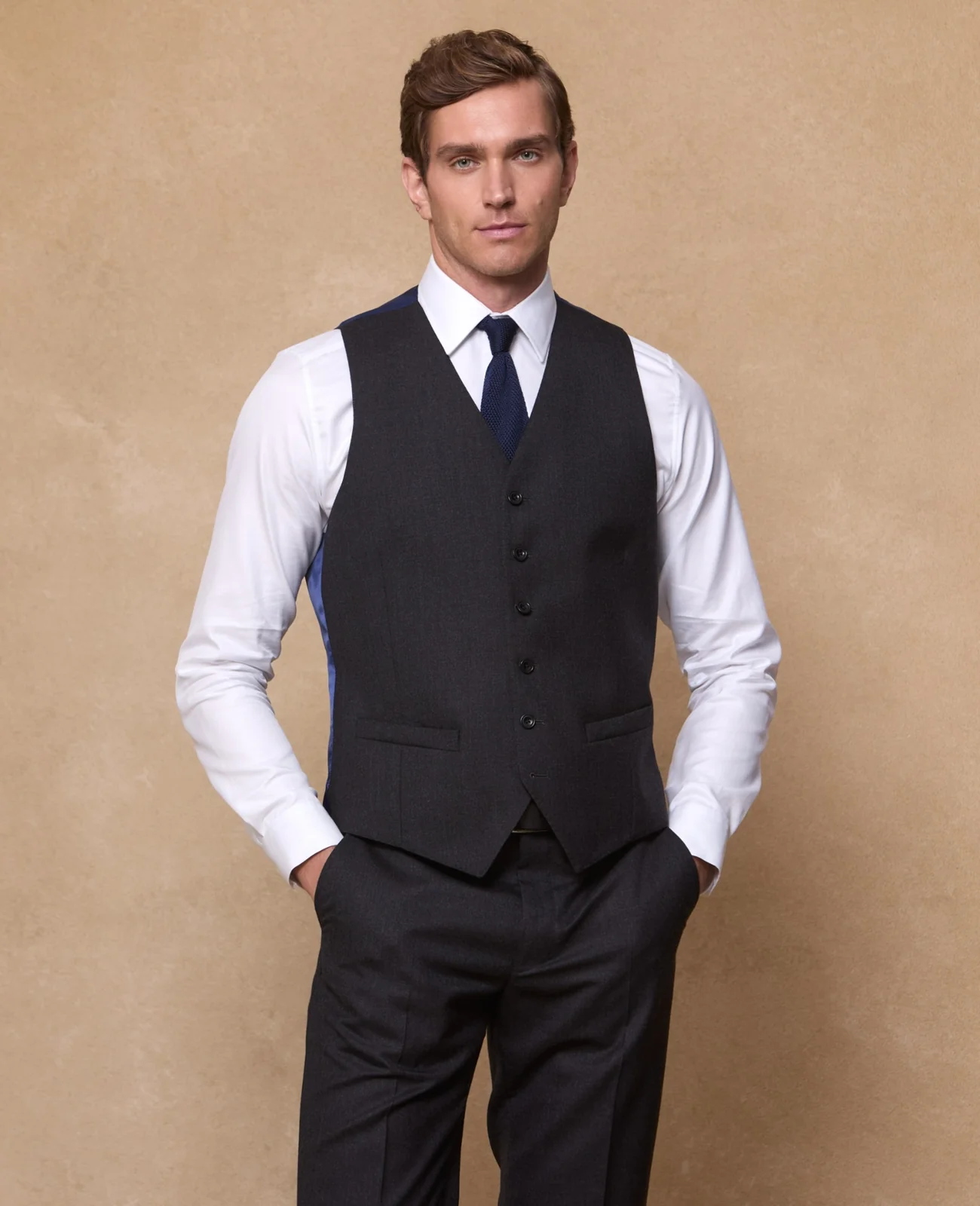 Pembroke Mix & Match Suit Waistcoat in Dark Grey wool primary image