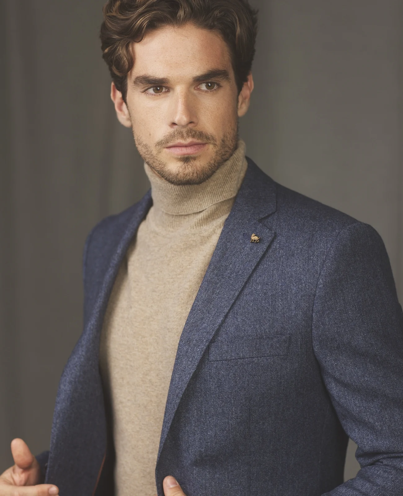 Tolka Donegal Tweed Suit Jacket in Blue & Salt Pepper primary image