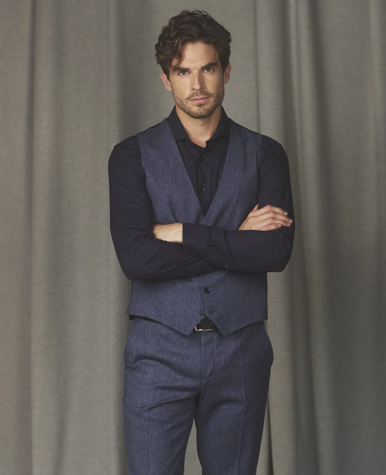 Tolka Donegal Tweed Suit Trousers in Blue Salt & Pepper thumbnail 5