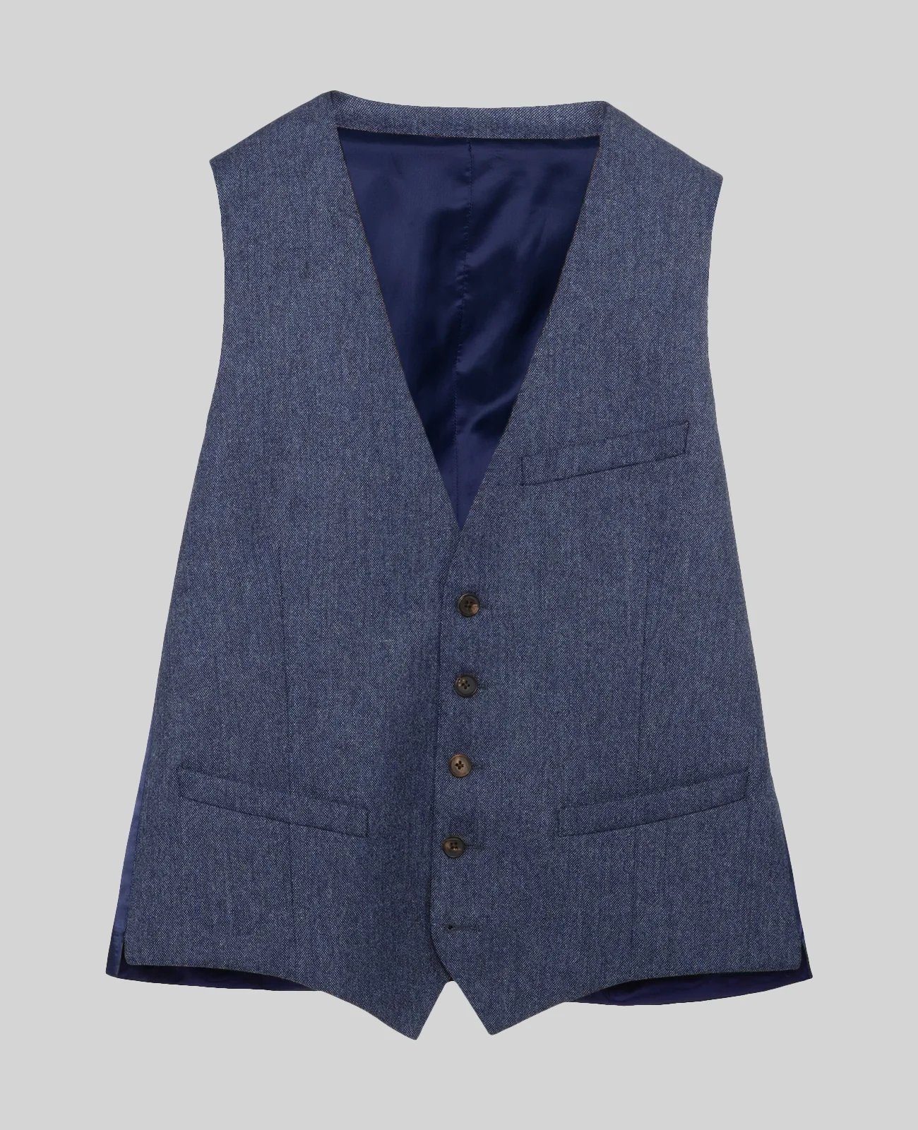 Tolka Donegal Tweed Suit Waistcoat in Blue Salt & Pepper thumbnail 2