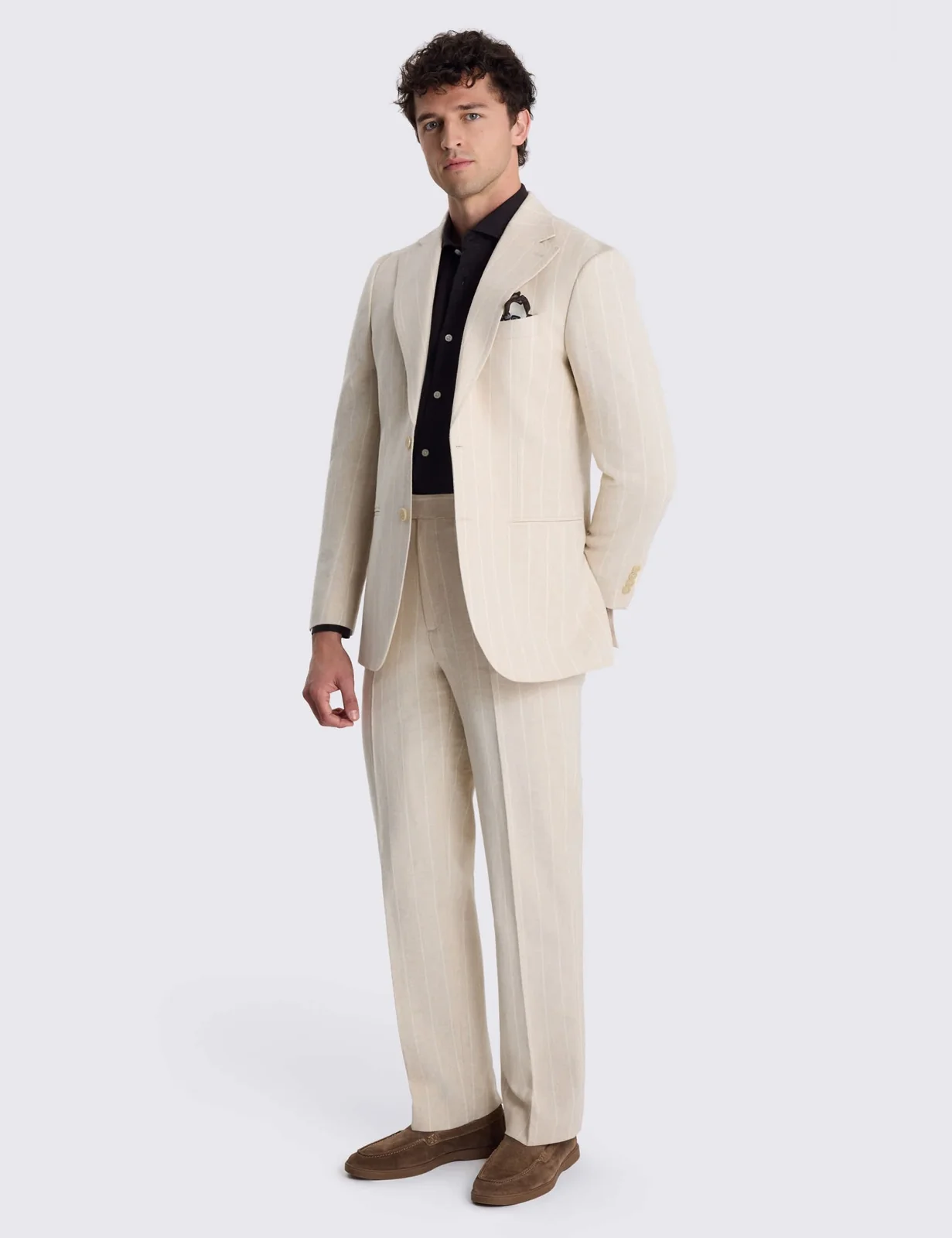 2 Piece Relaxed Fit Linen Rich Striped Suit thumbnail 2