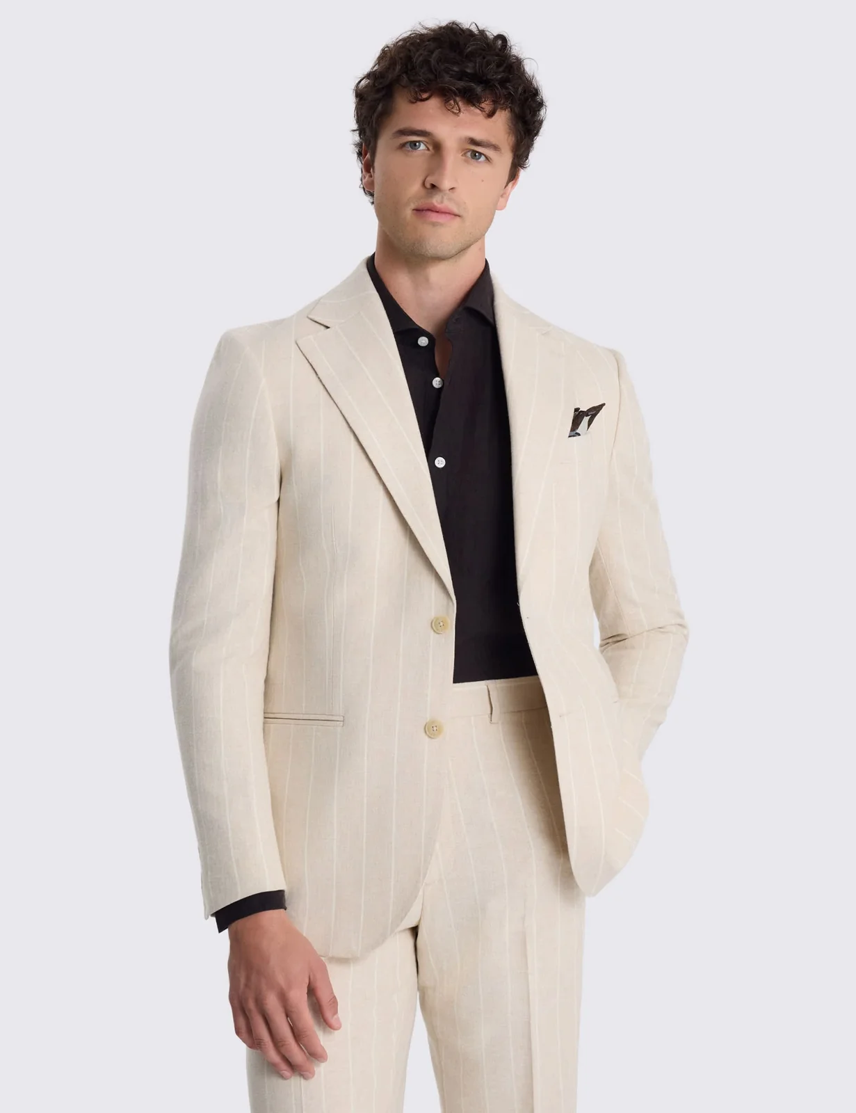 2 Piece Relaxed Fit Linen Rich Striped Suit primary image