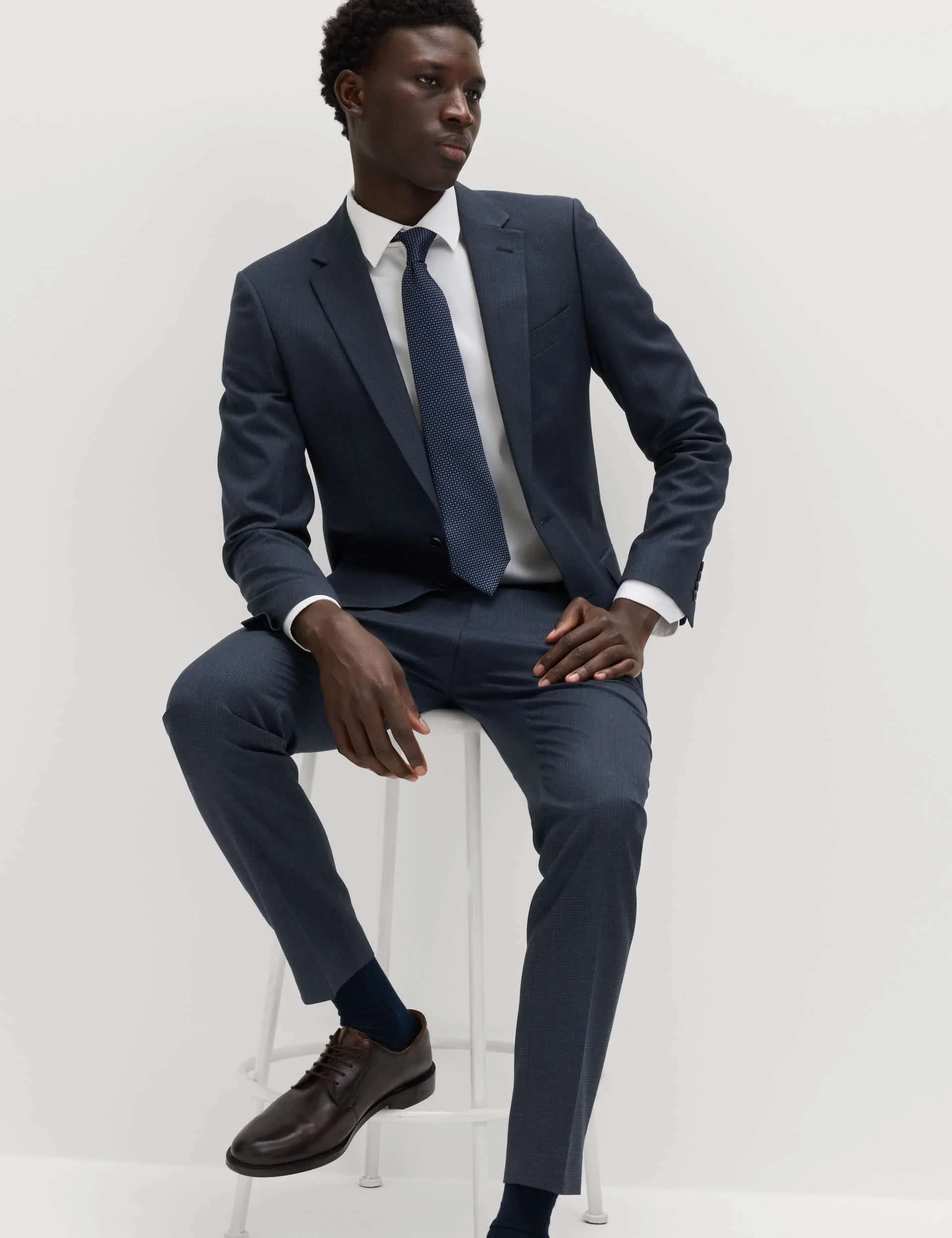 2 Piece Skinny Fit Grid Check Stretch Suit thumbnail 3