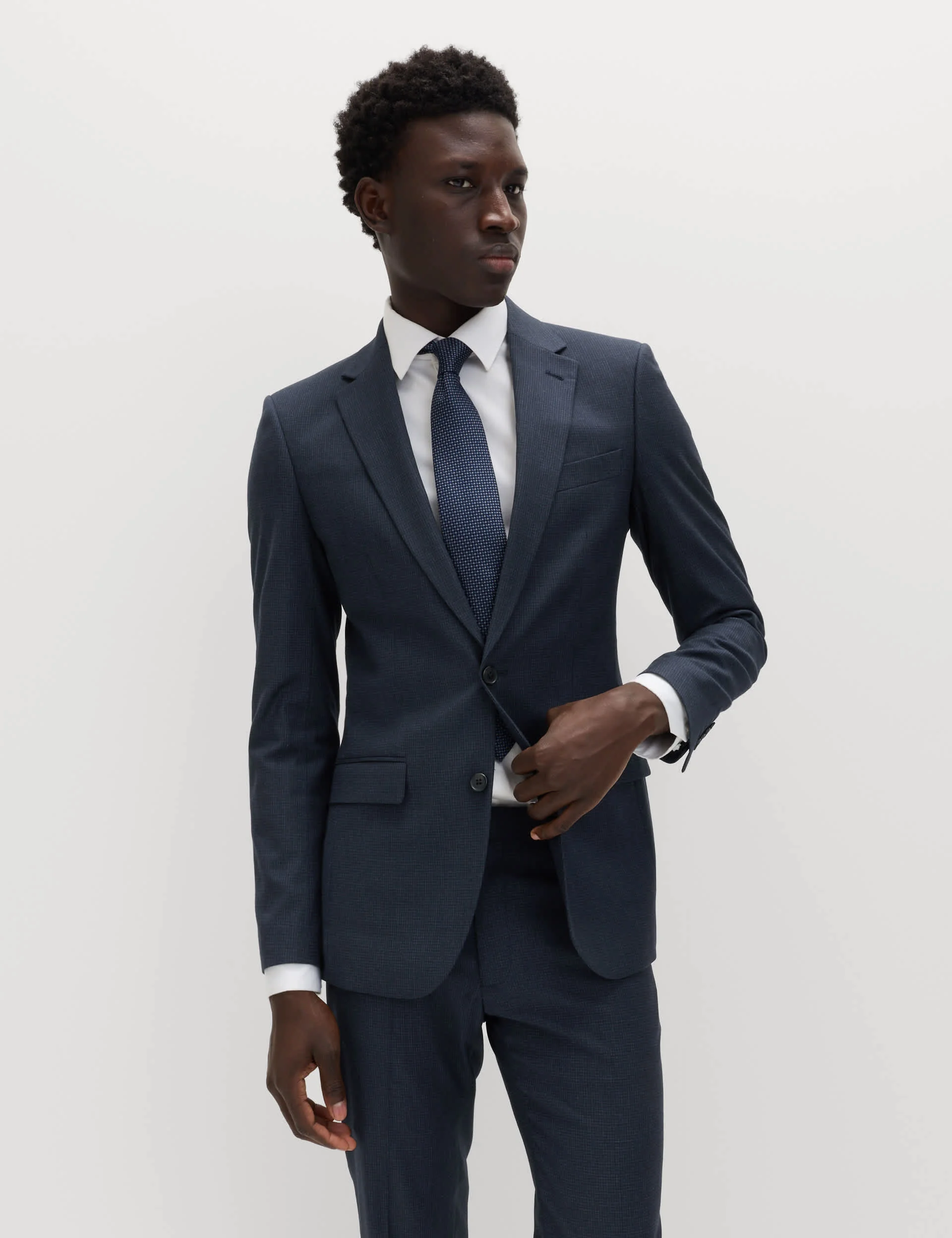 2 Piece Skinny Fit Grid Check Stretch Suit thumbnail 6