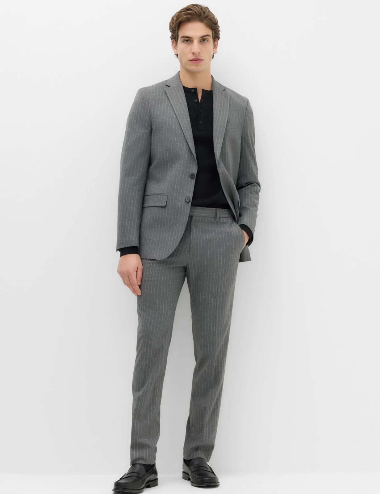 2 Piece Slim Fit Pin Stripe Stretch Suit thumbnail 5