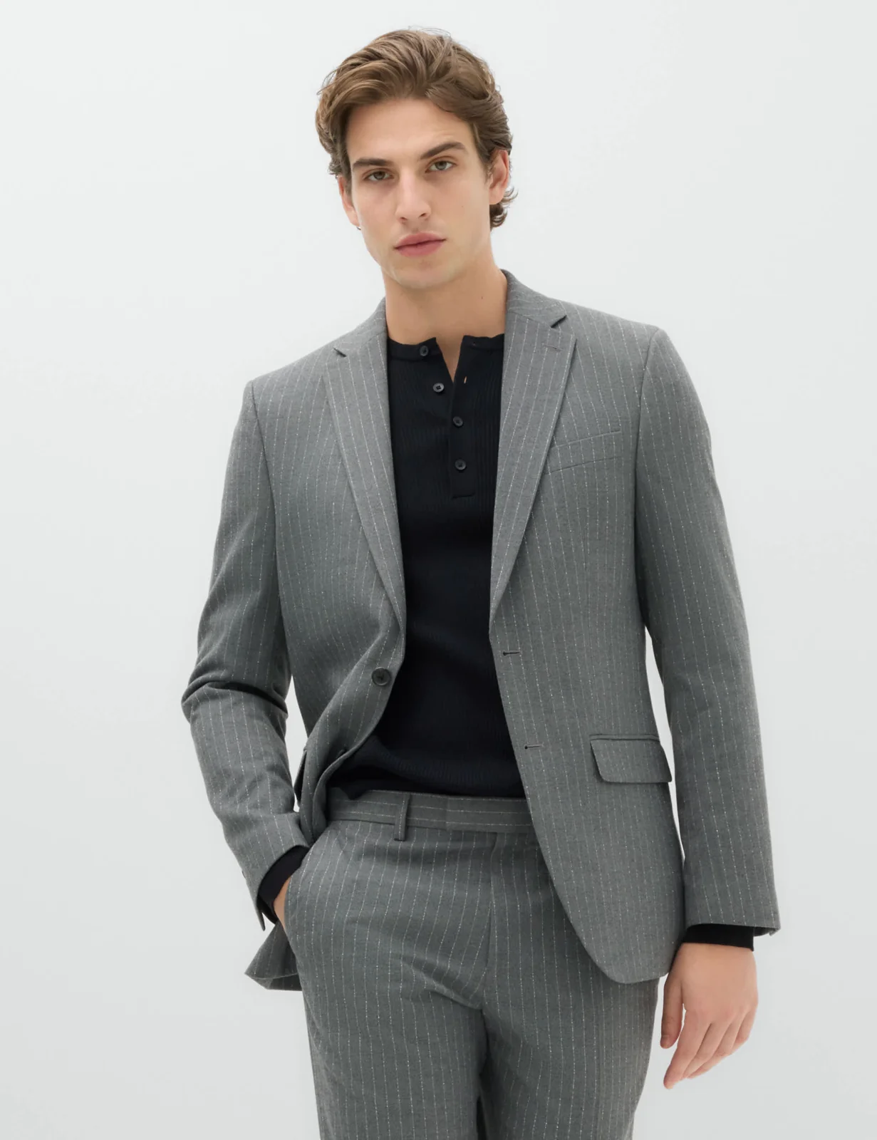 2 Piece Slim Fit Pin Stripe Stretch Suit thumbnail 6