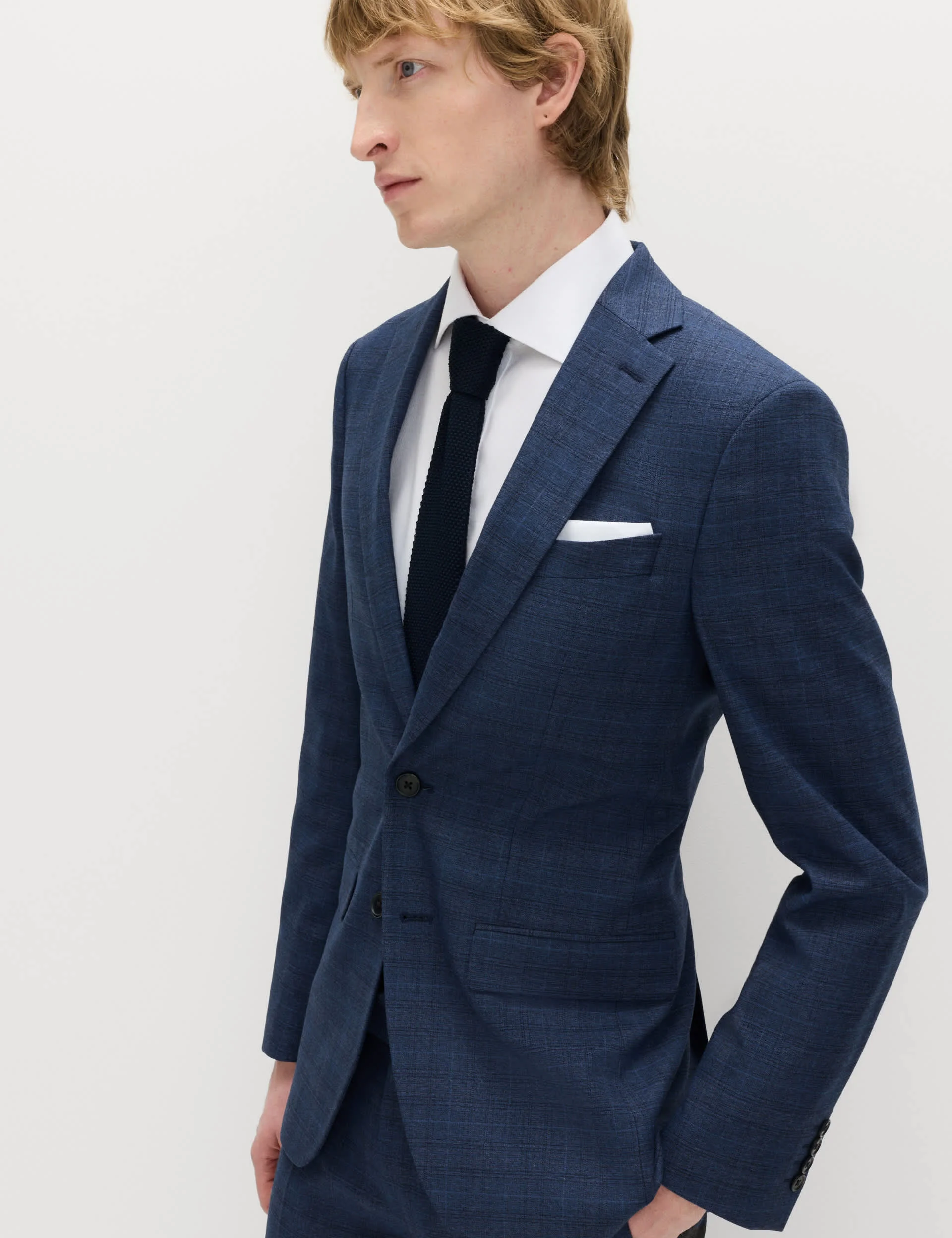 2 Piece Slim Fit Textured Check Suit thumbnail 3