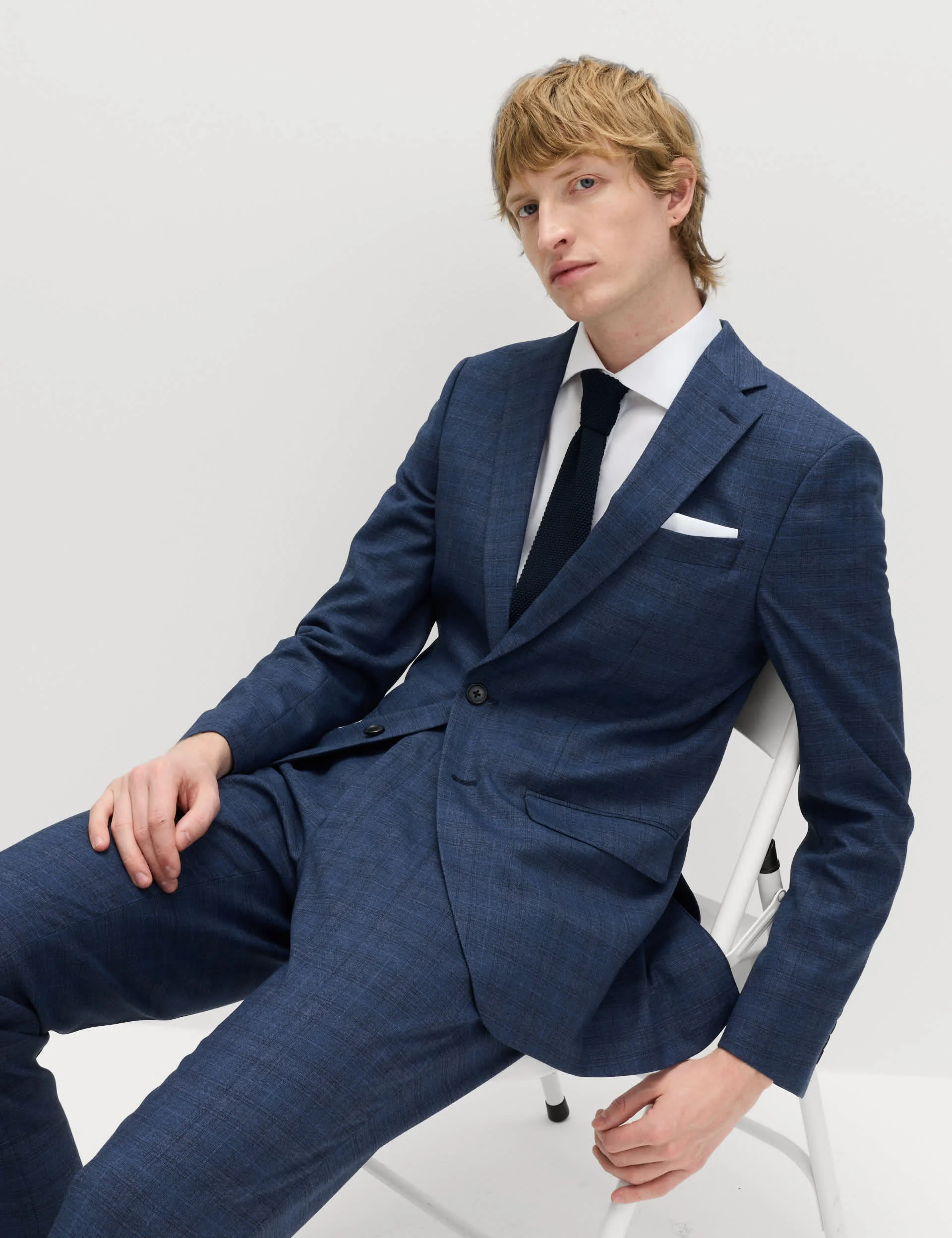2 Piece Slim Fit Textured Check Suit thumbnail 5
