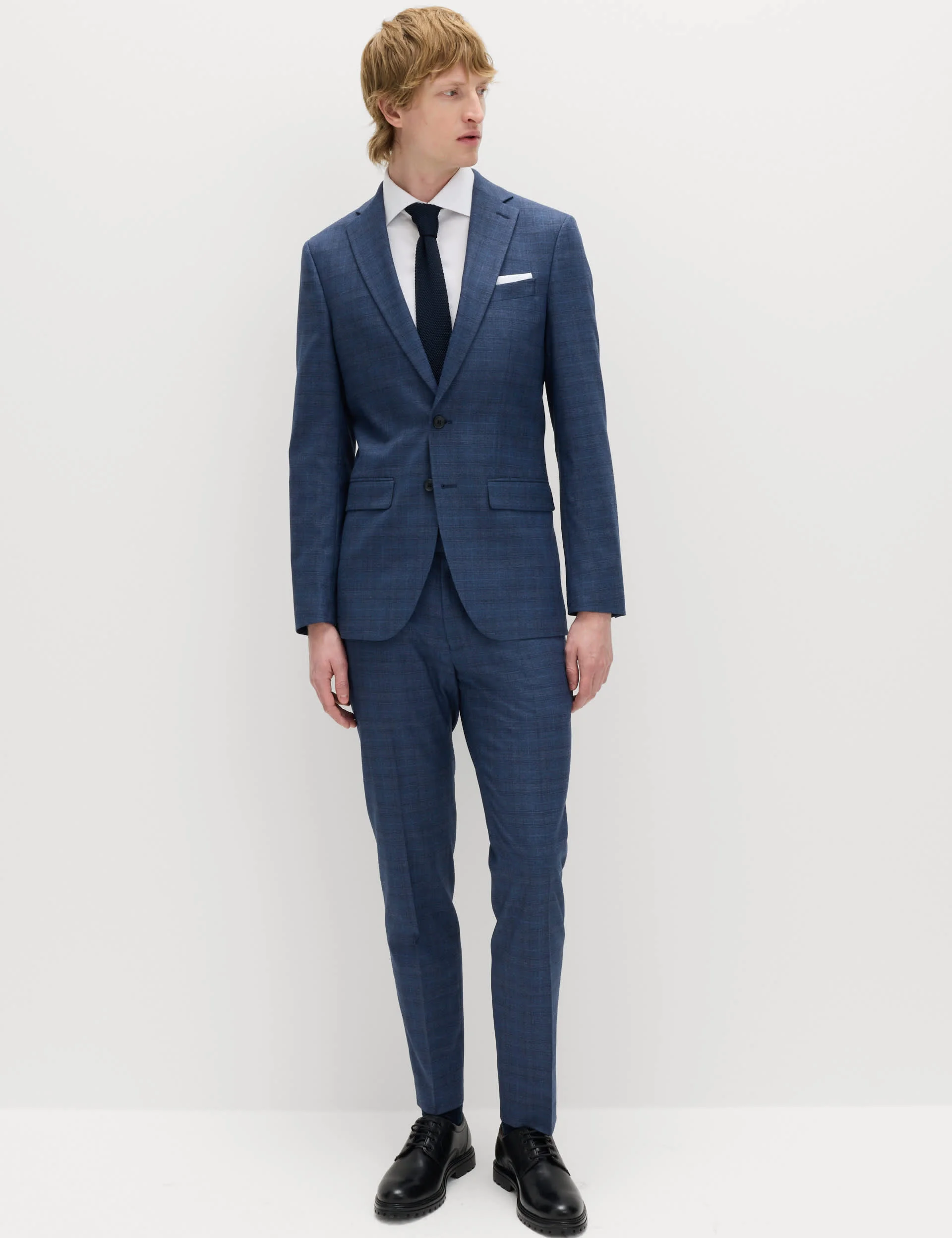 2 Piece Slim Fit Textured Check Suit thumbnail 6