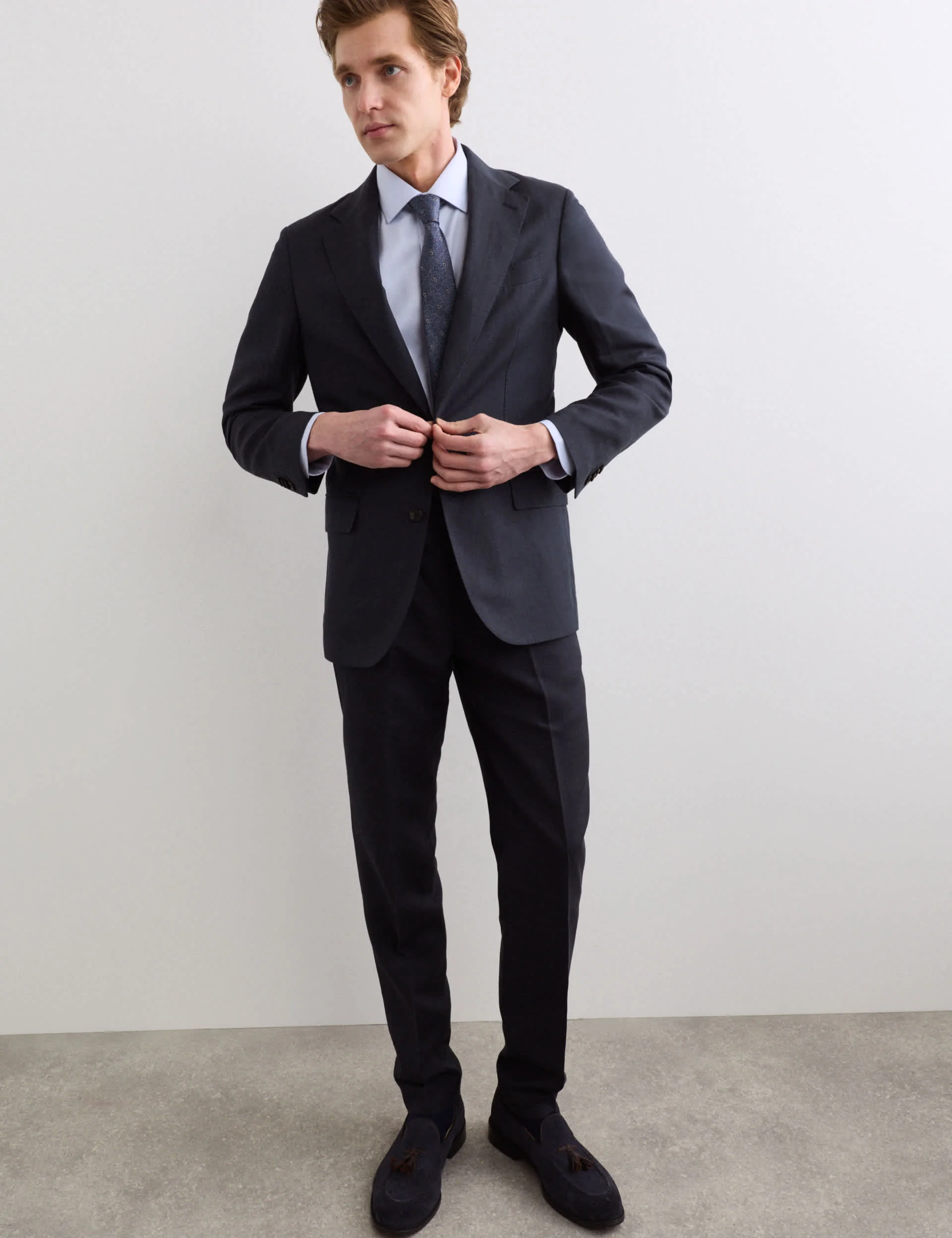 2 Piece Tailored Fit Italian Silk & Linen Suit thumbnail 6