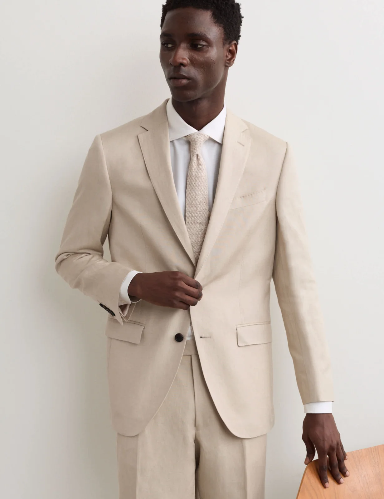 2 Piece Tailored Fit Linen Blend Suit thumbnail 2