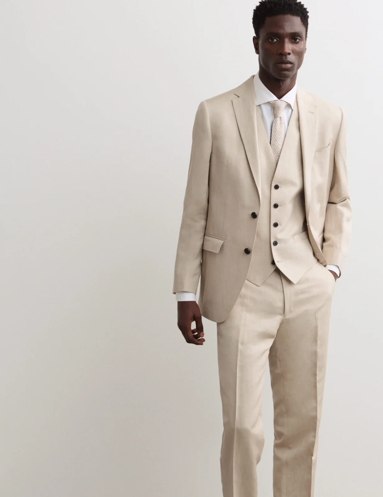 2 Piece Tailored Fit Linen Blend Suit thumbnail 6