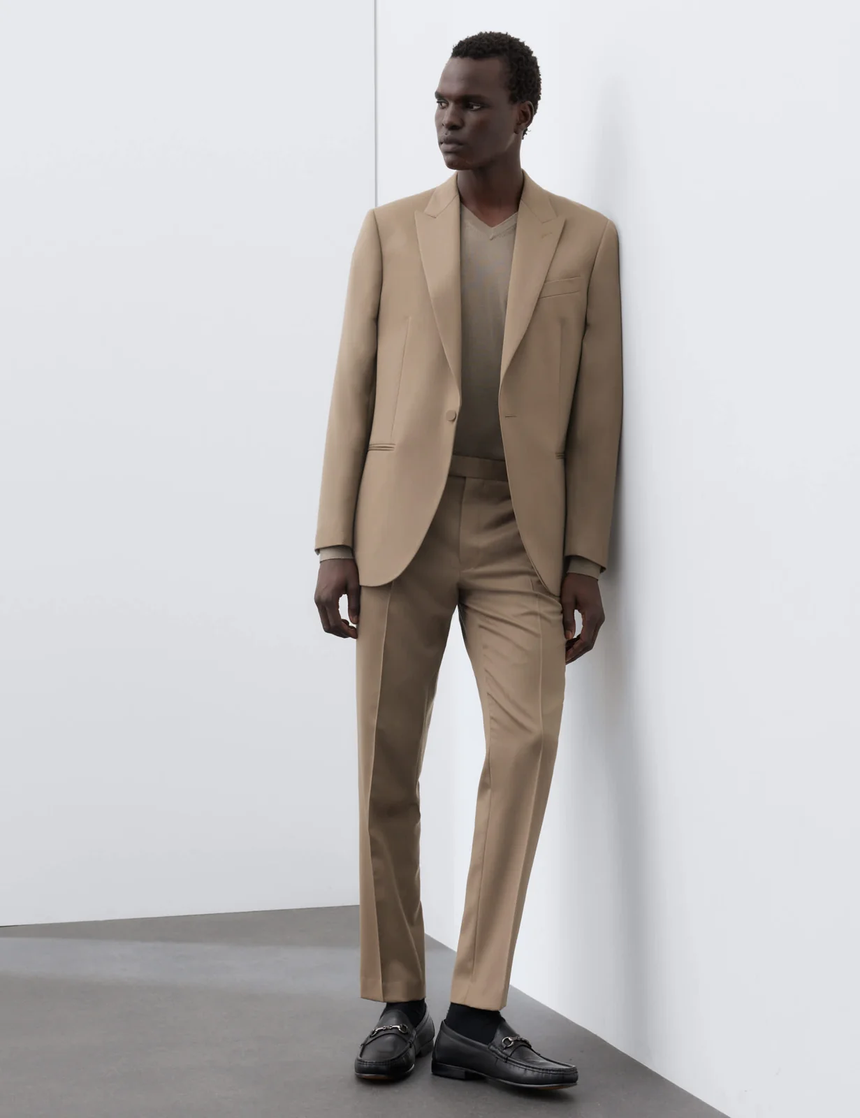 2 Piece Tailored Fit Sateen Stretch Tuxedo Suit primary image
