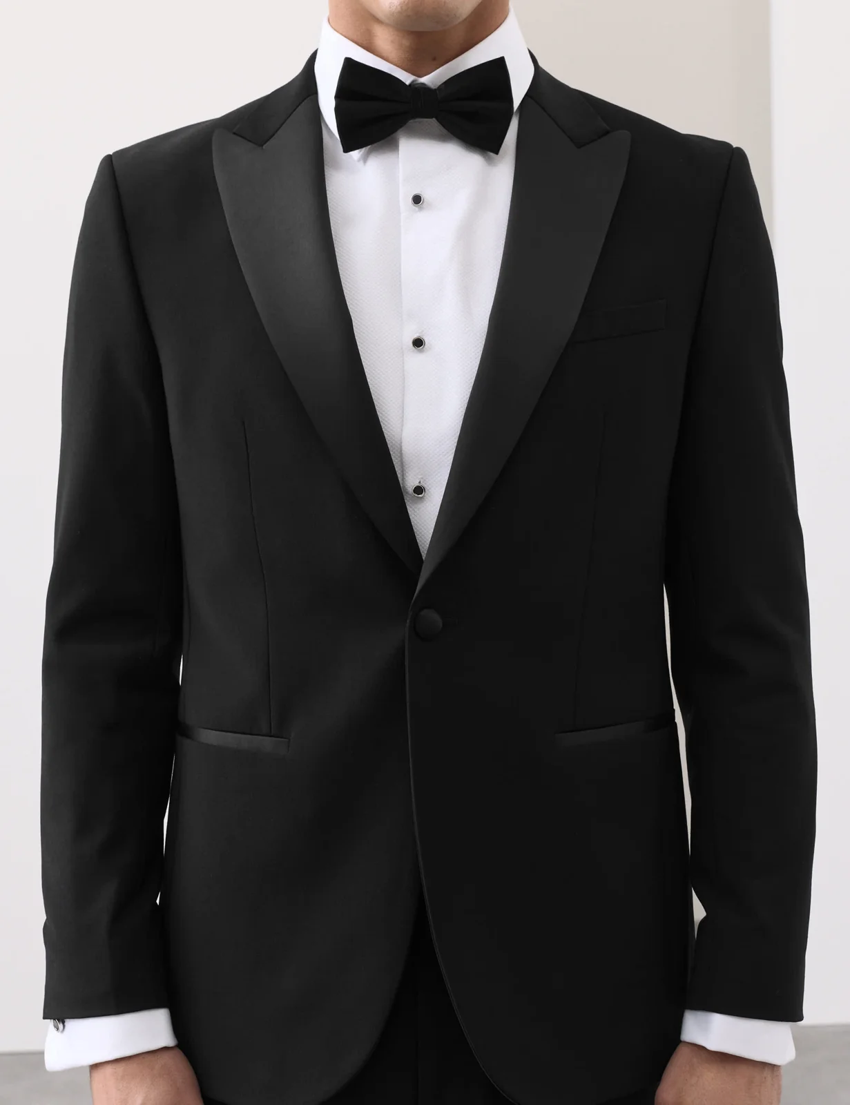 2 Piece Tailored Fit Wool Blend Tuxedo Suit thumbnail 2