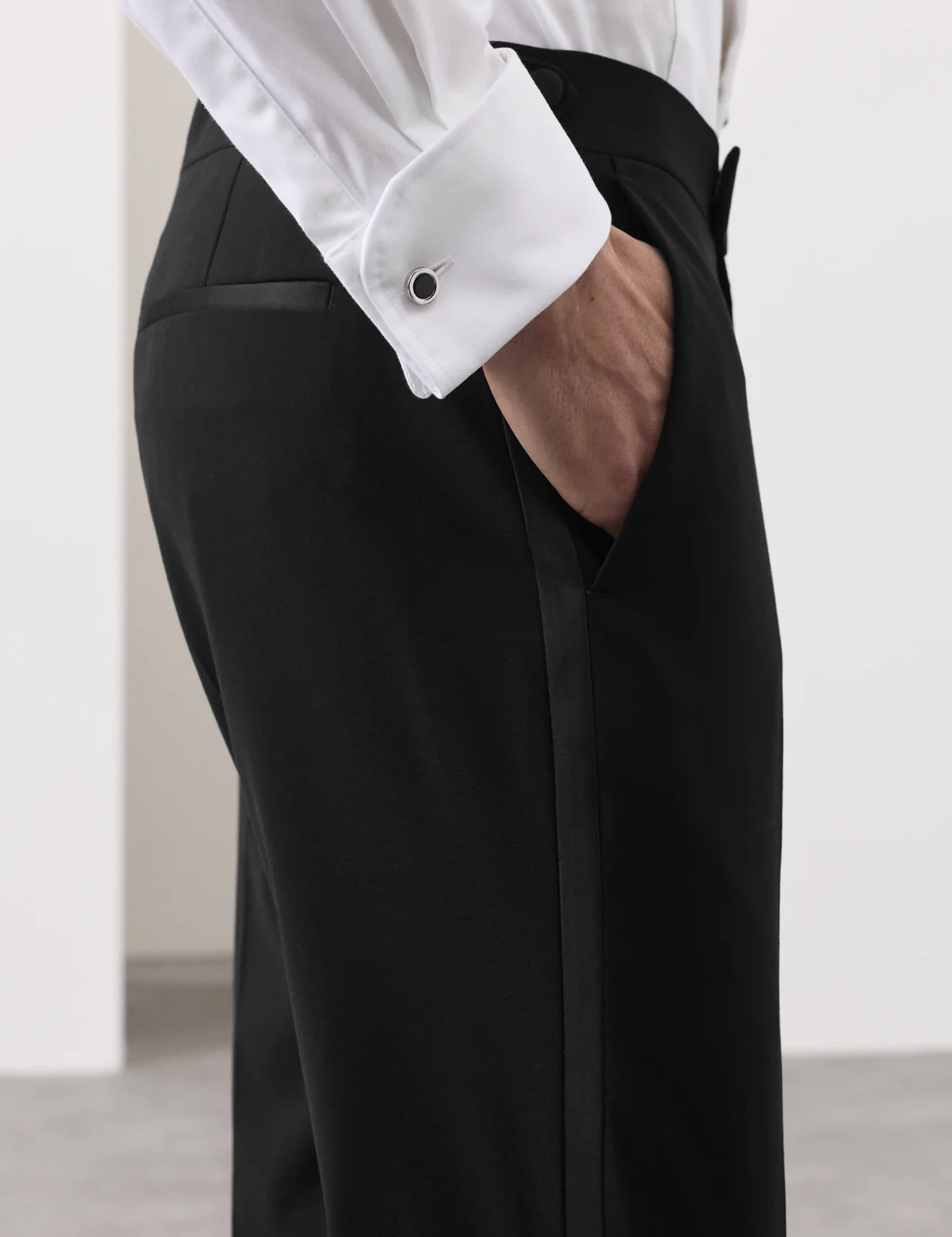 2 Piece Tailored Fit Wool Blend Tuxedo Suit thumbnail 5