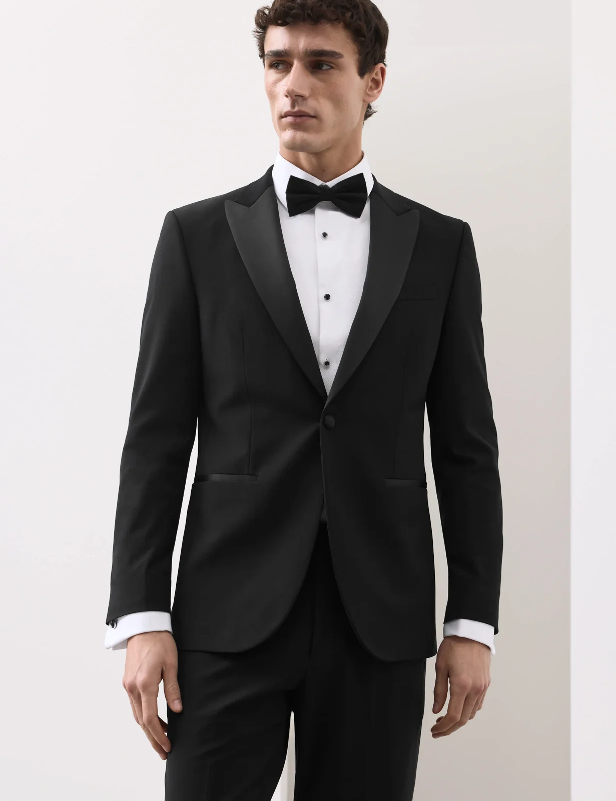 2 Piece Tailored Fit Wool Blend Tuxedo Suit thumbnail 6
