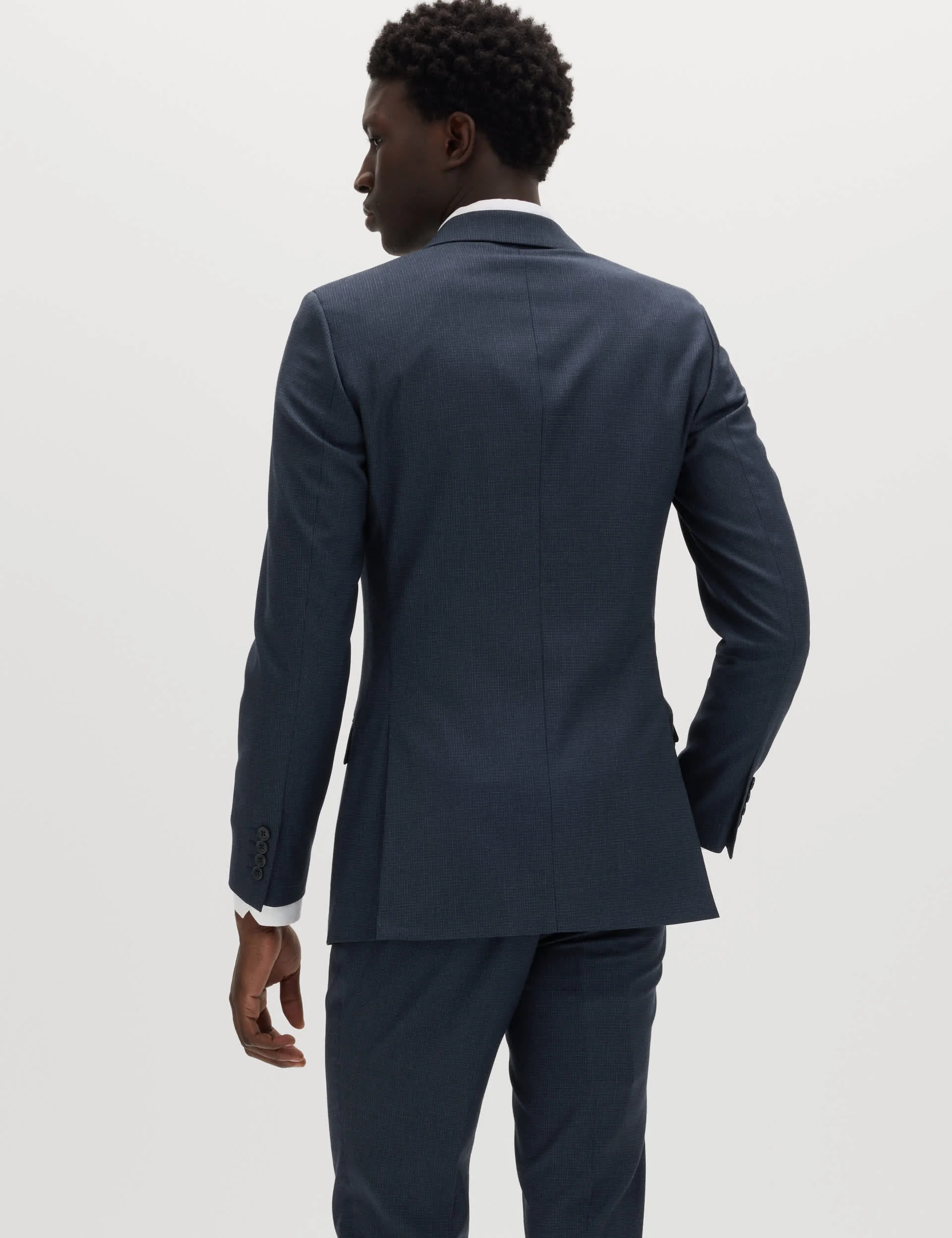 3 Piece Skinny Fit Grid Check Stretch Suit thumbnail 3