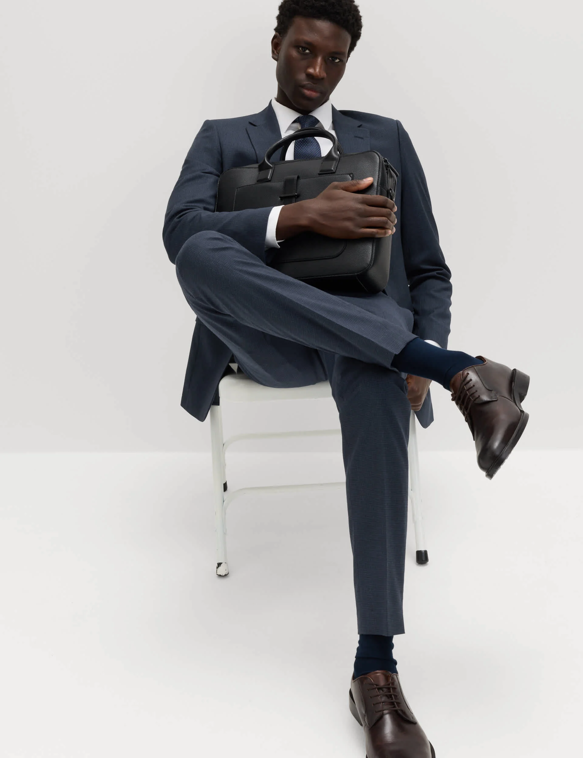 3 Piece Skinny Fit Grid Check Stretch Suit thumbnail 5