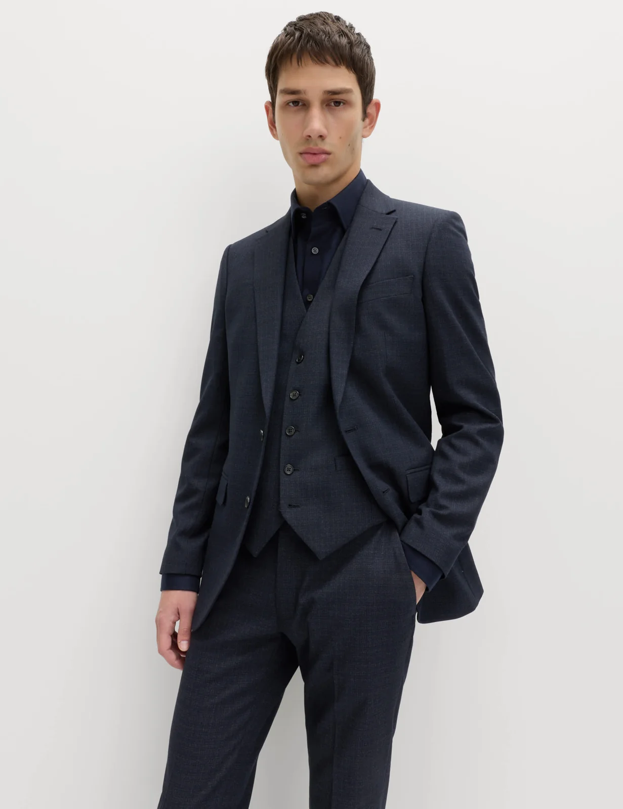 3 Piece Skinny Fit Textured Stretch Suit primary image