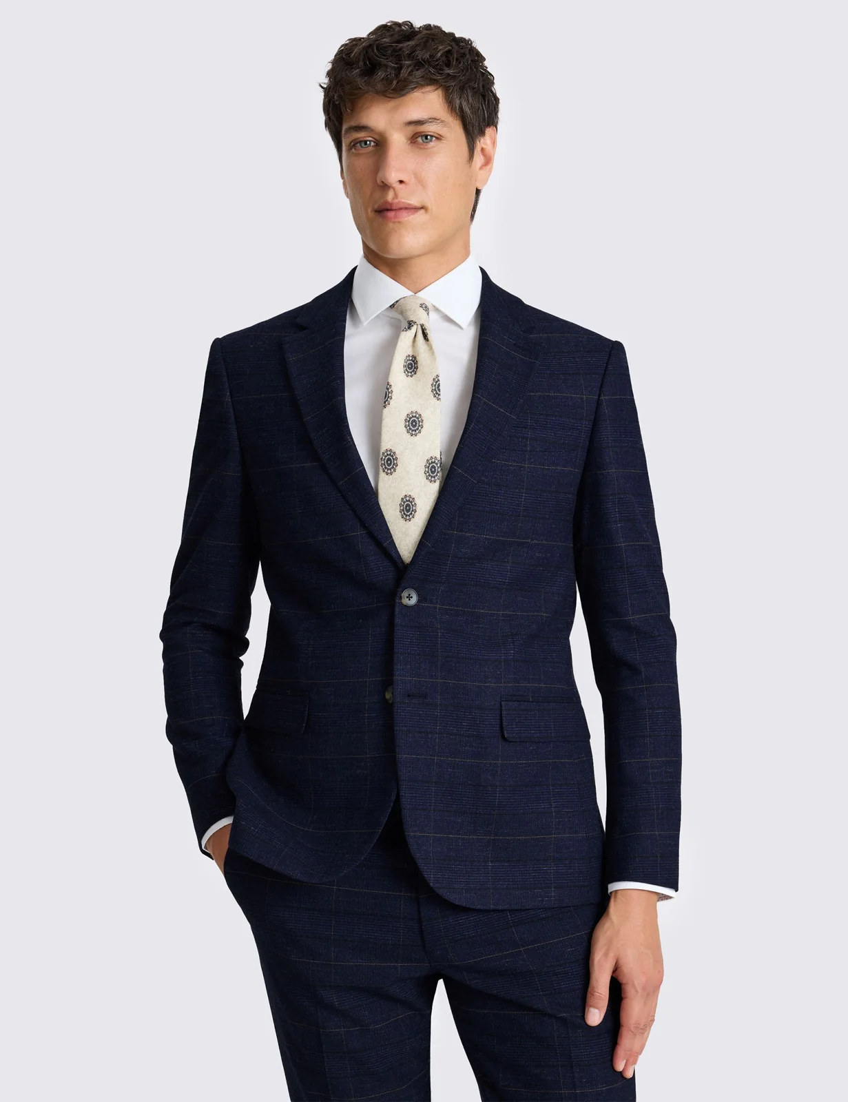 3 Piece Slim Fit Check Stretch Suit thumbnail 5