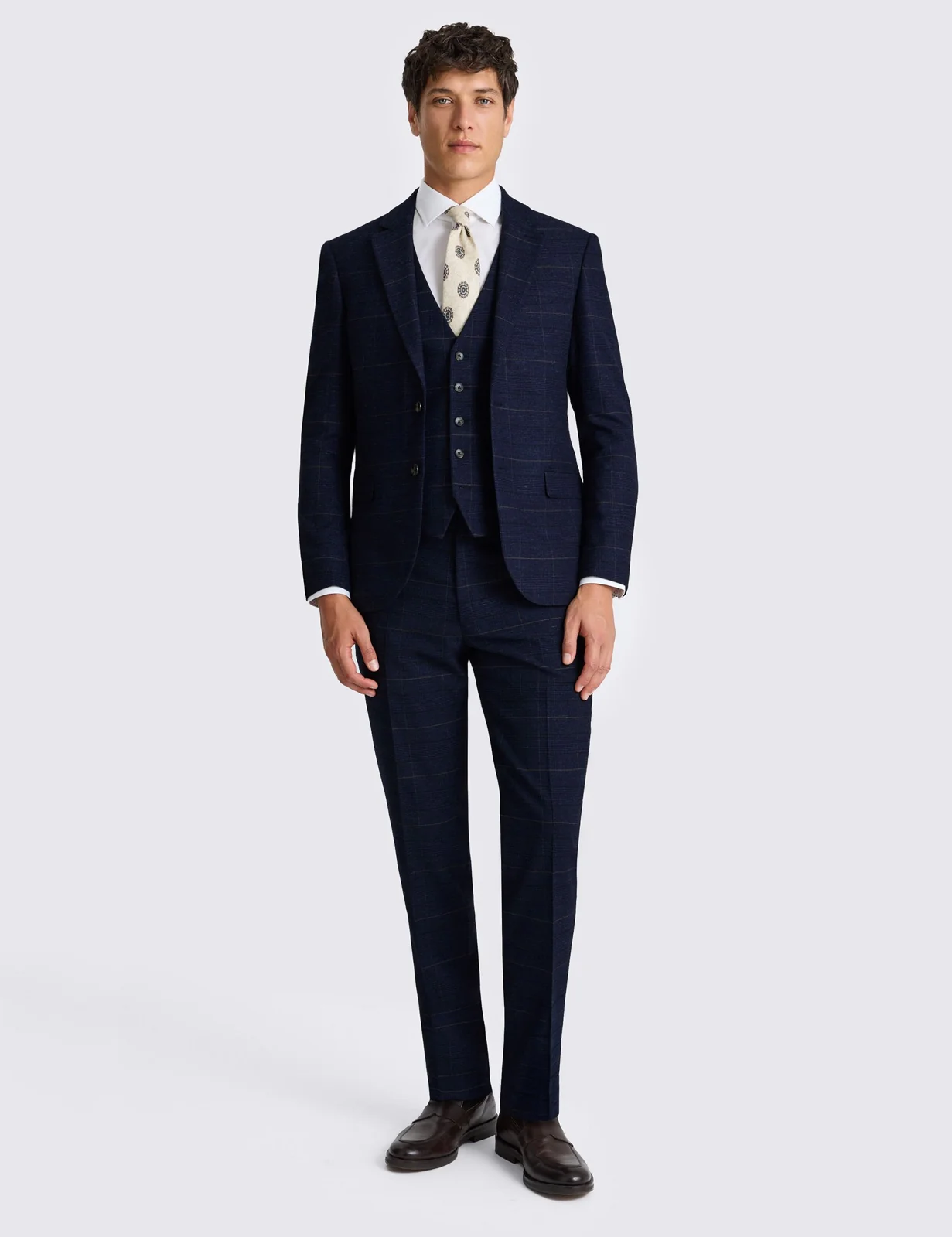 3 Piece Slim Fit Check Stretch Suit thumbnail 6
