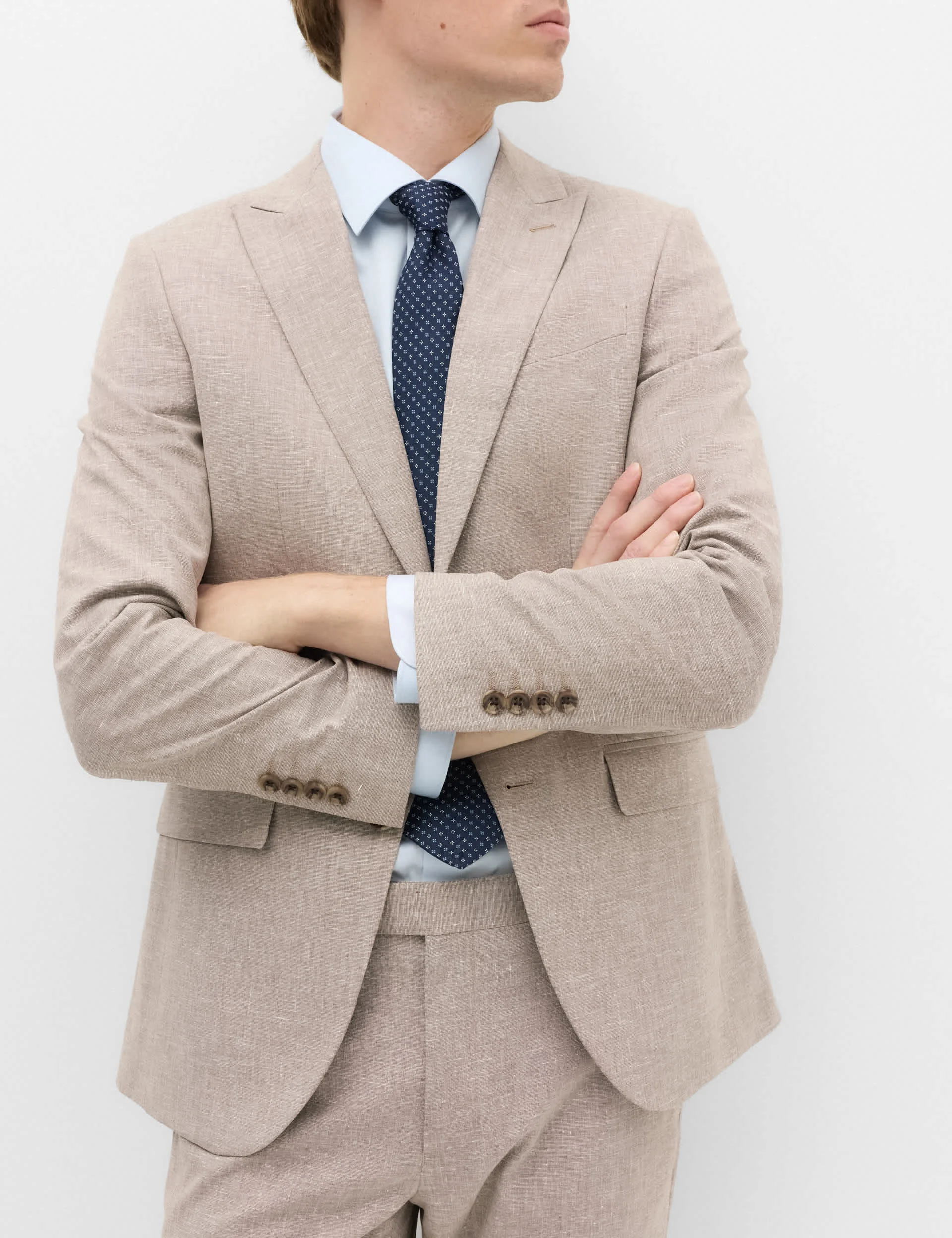 3 Piece Slim Fit Linen Blend Stretch Suit thumbnail 3