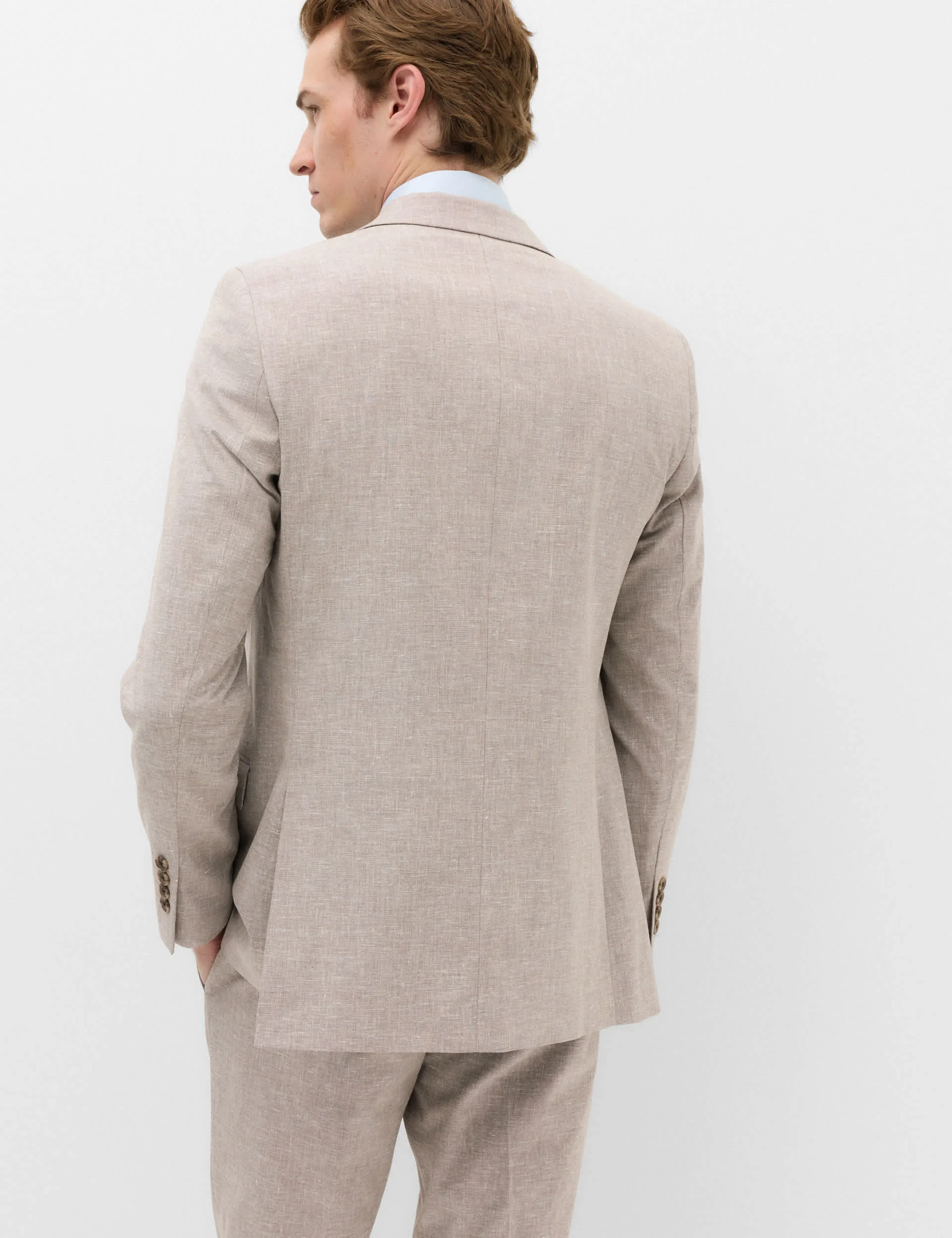 3 Piece Slim Fit Linen Blend Stretch Suit thumbnail 5