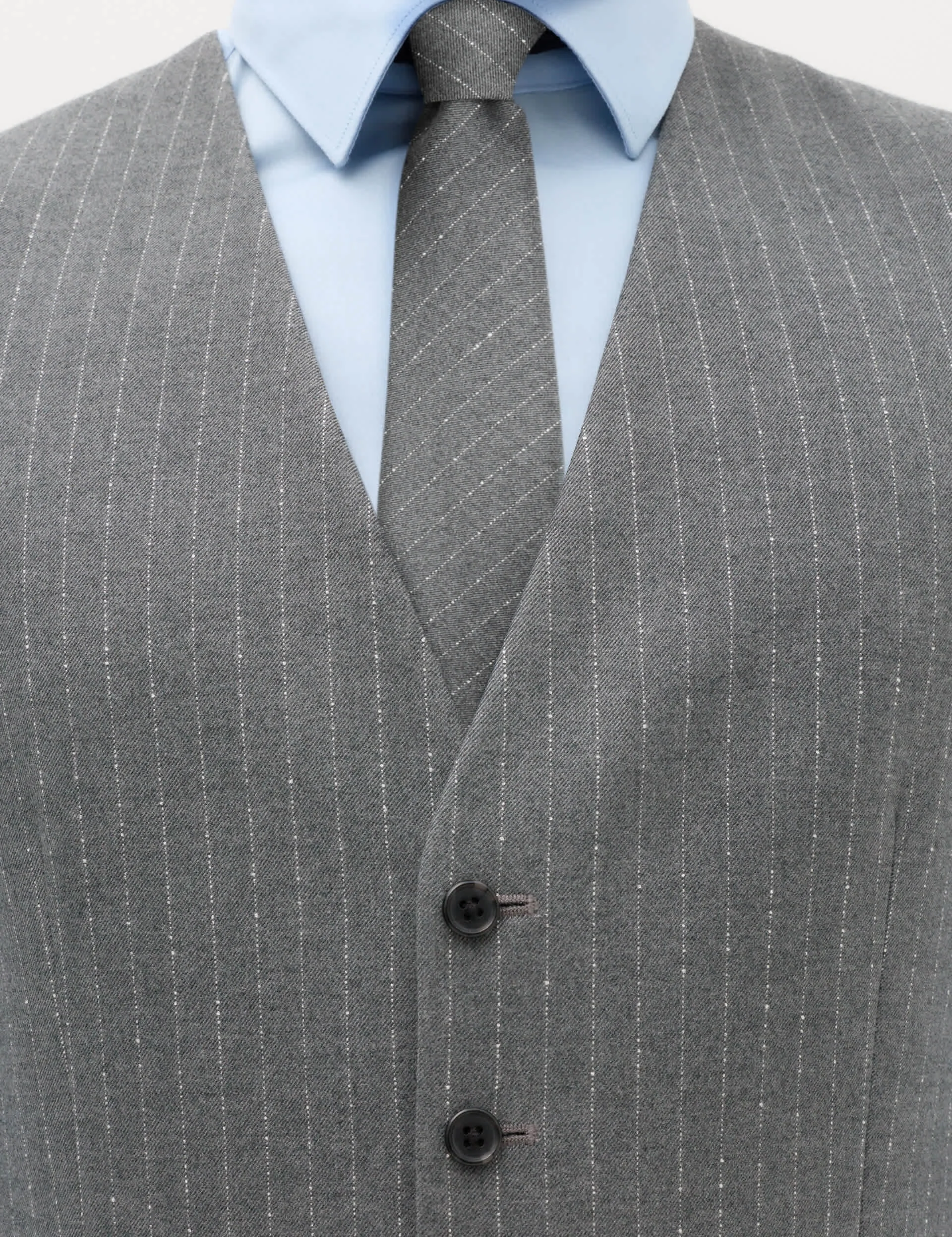 3 Piece Slim Fit Pin Stripe Stretch Suit thumbnail 2